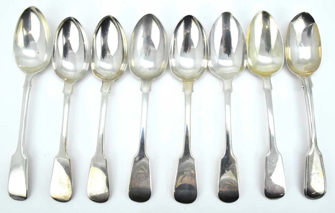 Eight various hallmarked silver dessert spoons