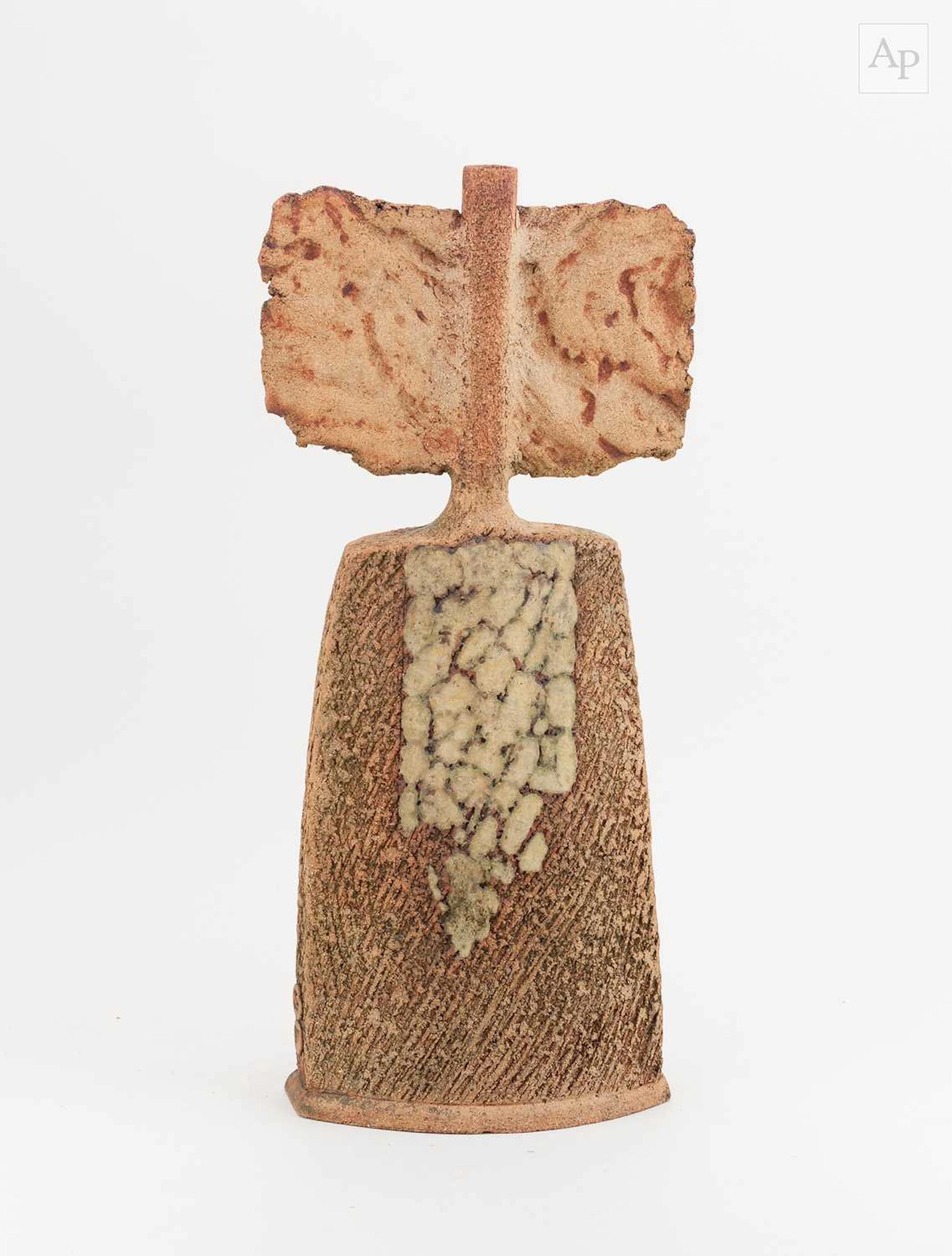NIGEL EDMONDSON (1941-2025); a stoneware sculptural form with winged top
