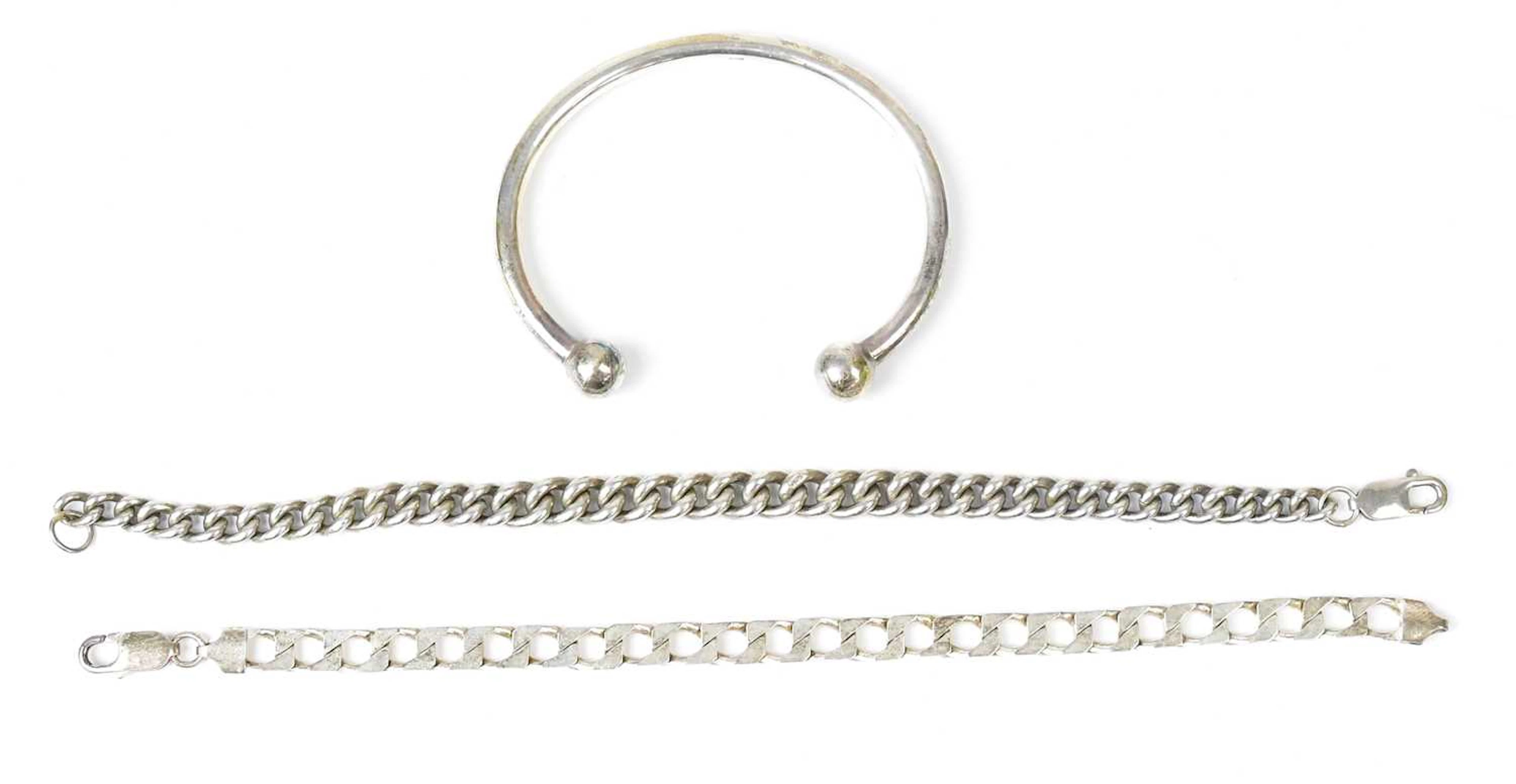 Two 925 silver chain bracelets