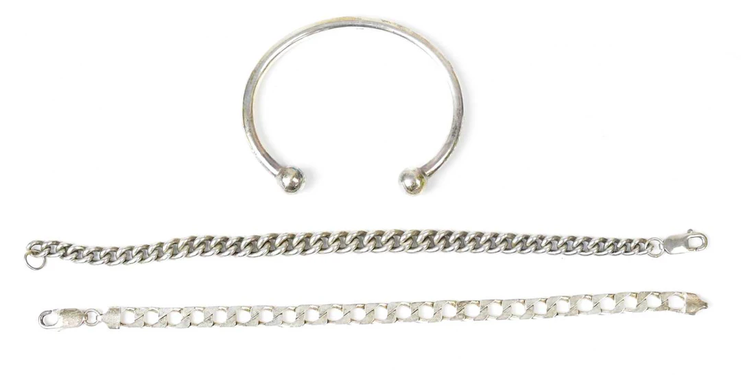 Two 925 silver chain bracelets