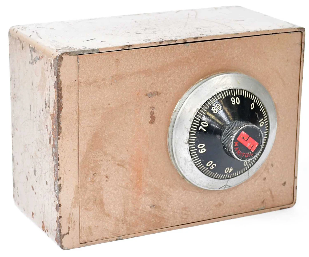 MANIFOLD; a vintage miniature combination lock safe