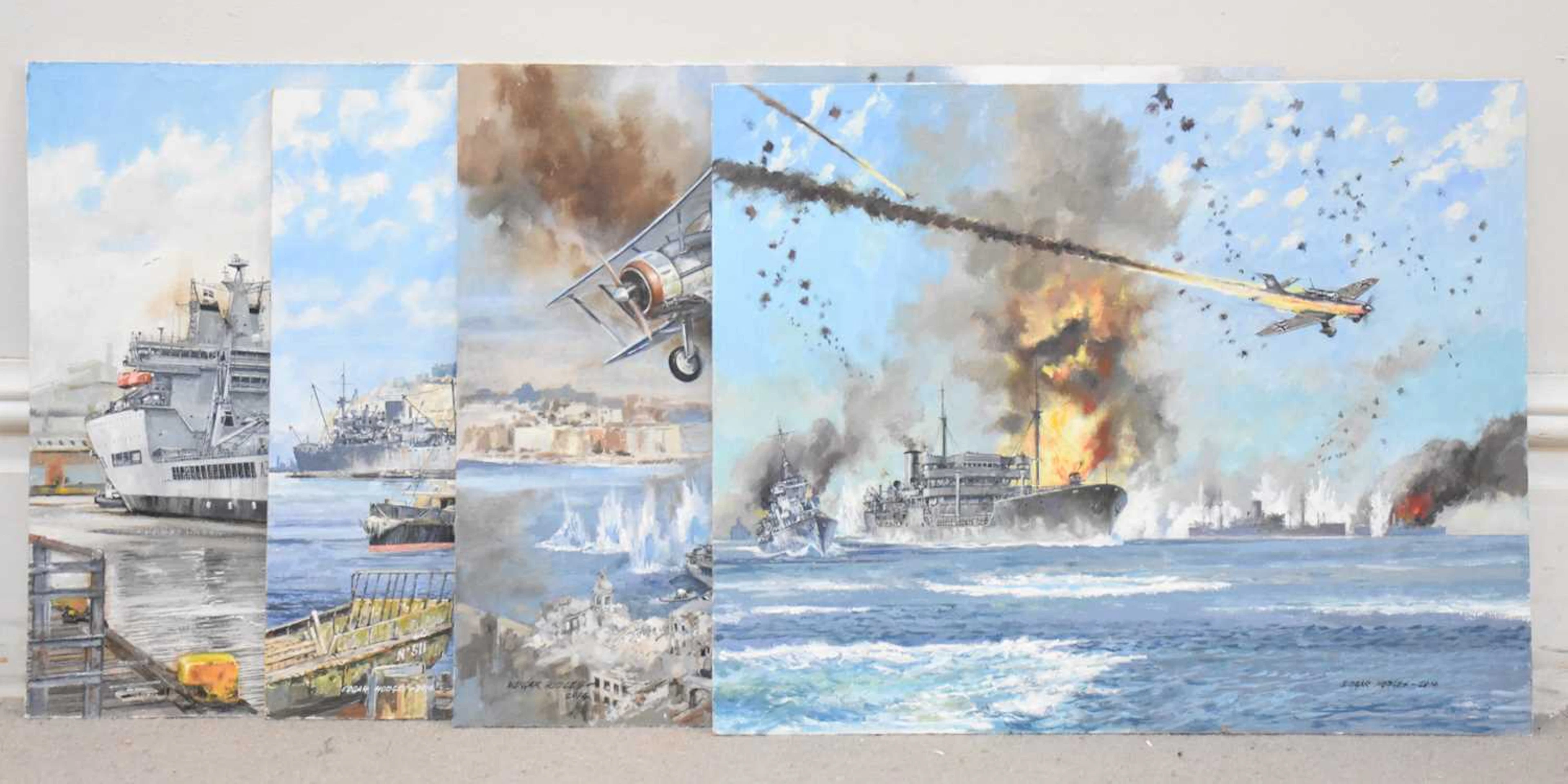 EDGAR HODGES (1928-2025); four oils on board including...