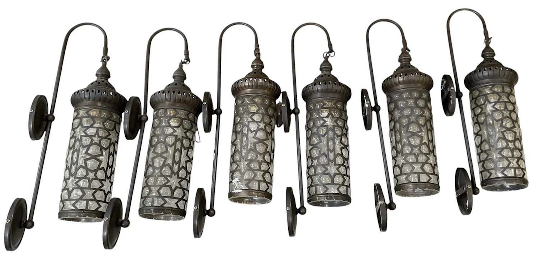 A set of six modern contemporary Moroccan style bronzed...