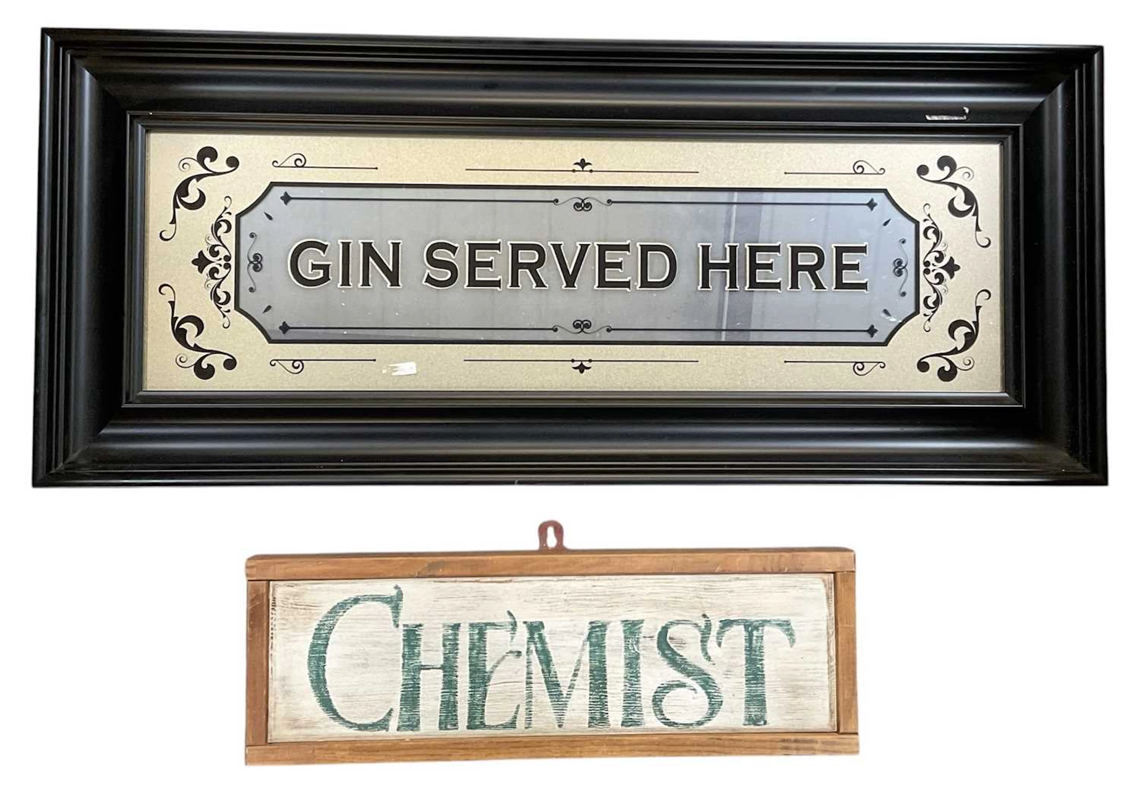 A vintage mirrored sign