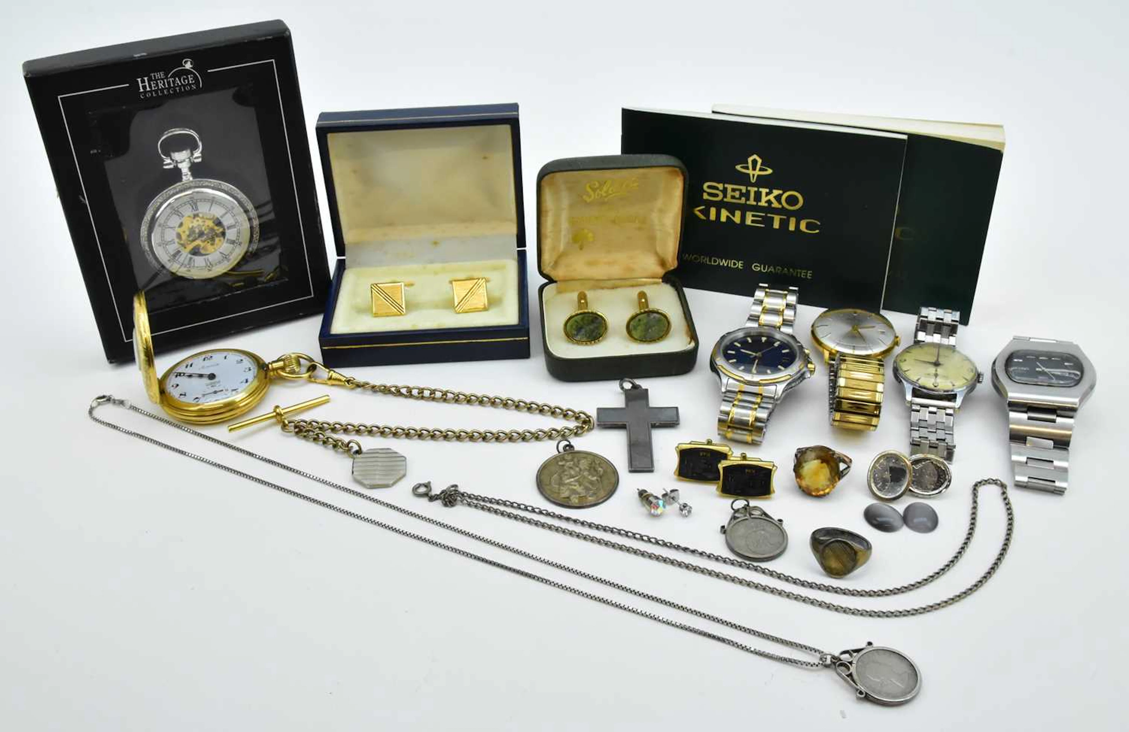 Various items of mostly gentlemen's costume jewellery and watches