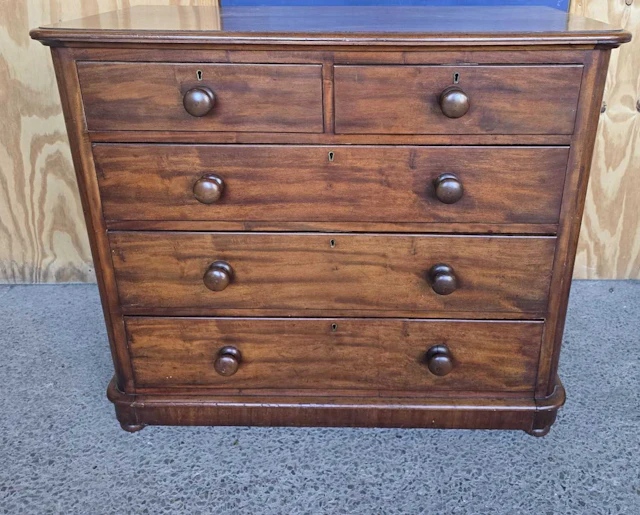 A 19th century mahogany chest of two over three long drawers