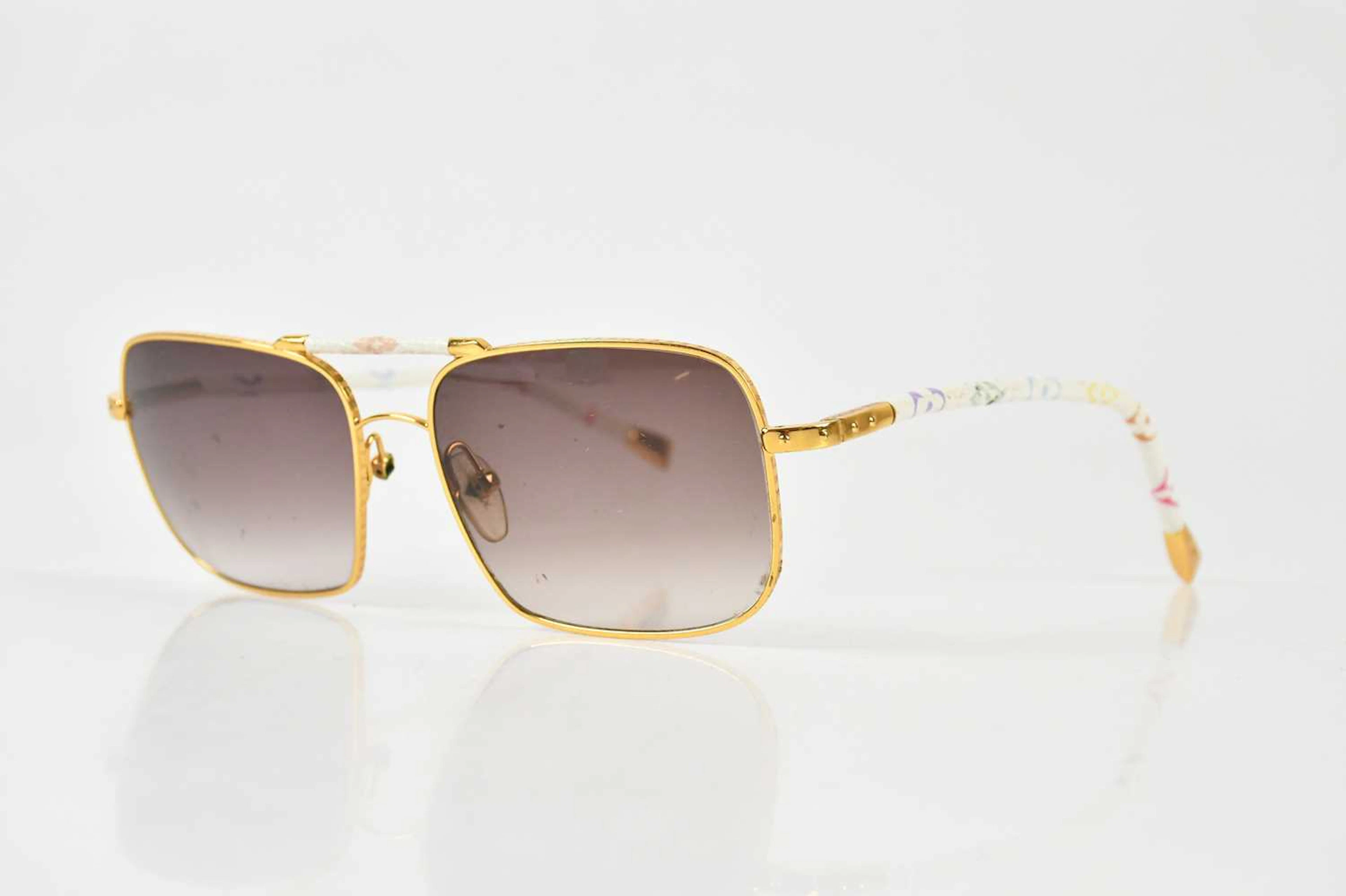 LOUIS VUITTON; a pair of white monogram coated canvas sunglasses
