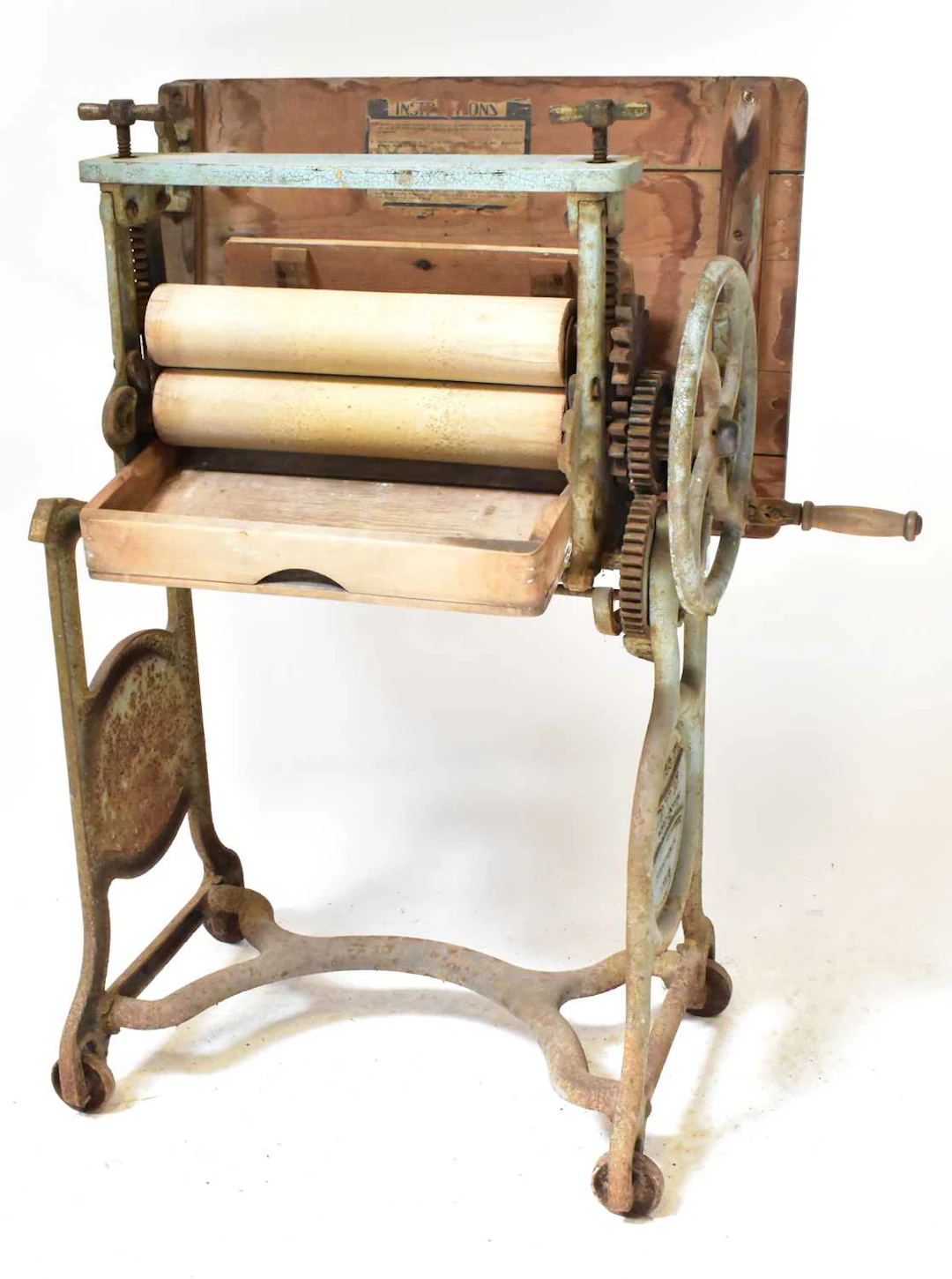 A Lewis's Ltd Standex cast iron folding mangle