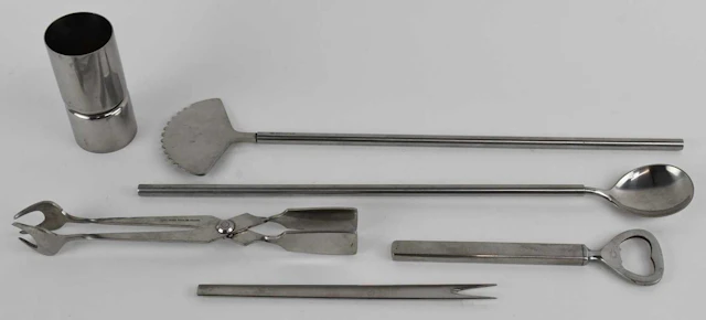GEORG JENSEN; a modern contemporary Danish stainless steel cocktail set