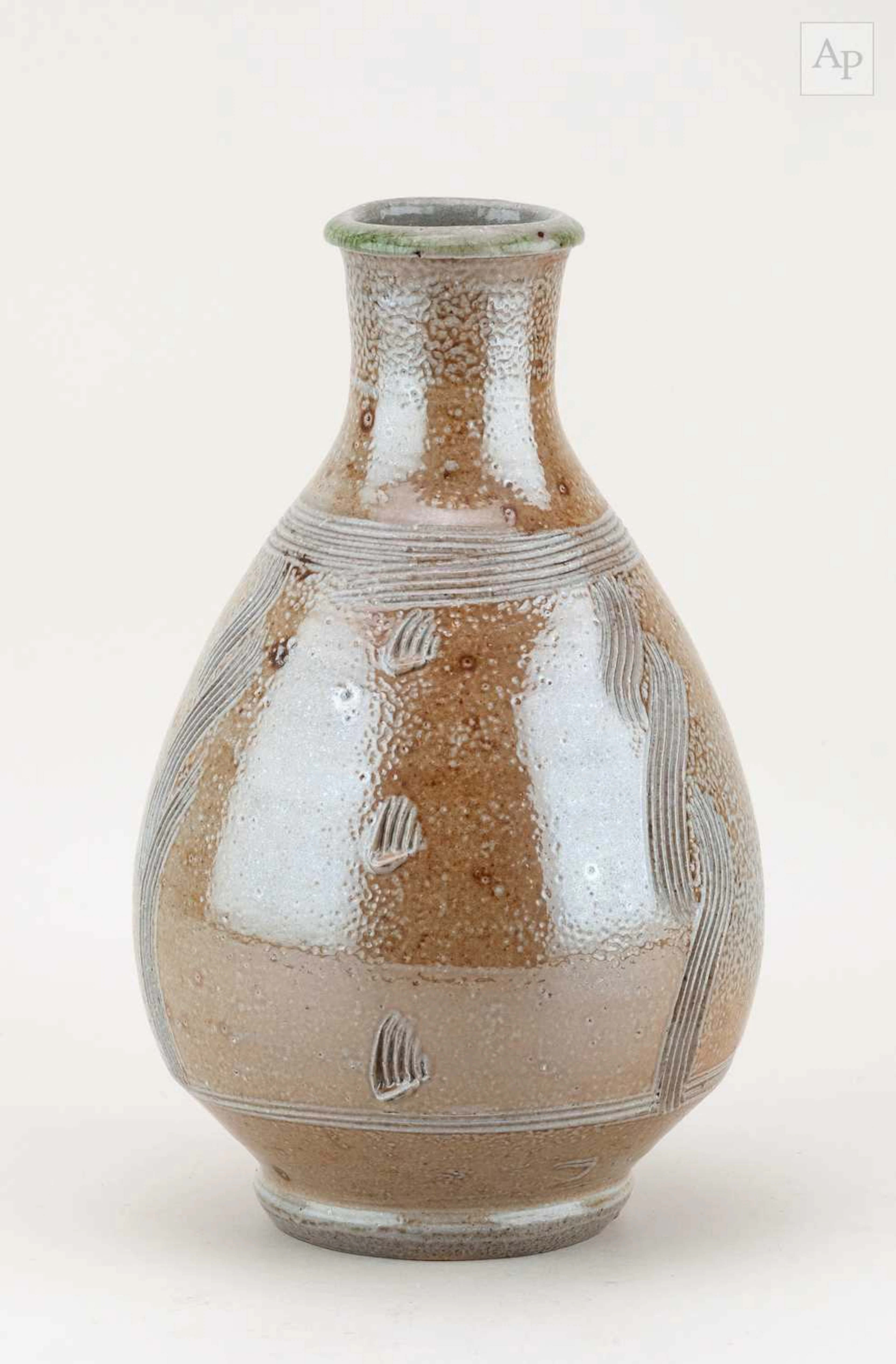 PHIL ROGERS (1951-2020); a salt glazed Korean bottle with combed decoration