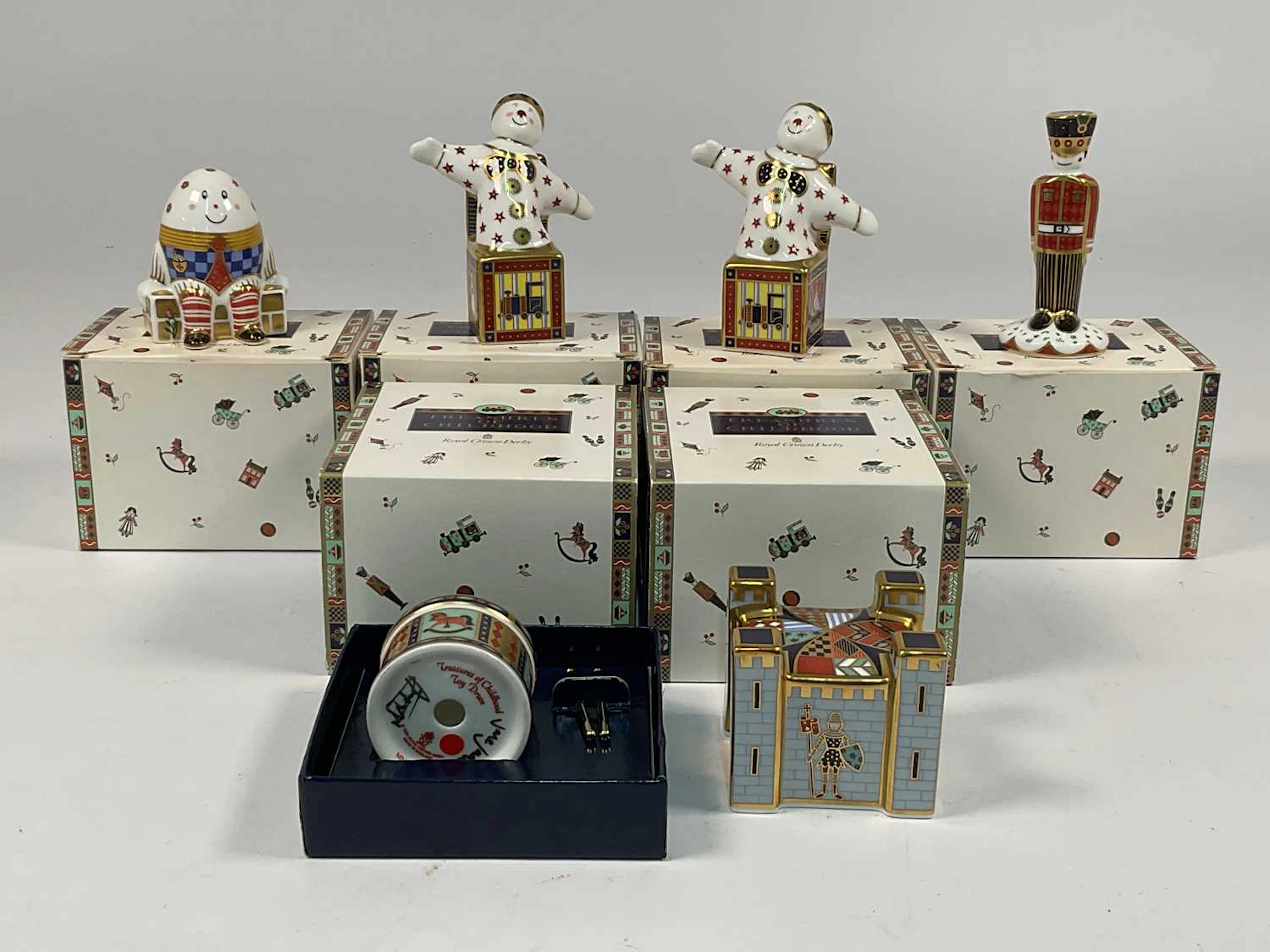 ROYAL CROWN DERBY; 'Treasures of Childhood' porcelain models