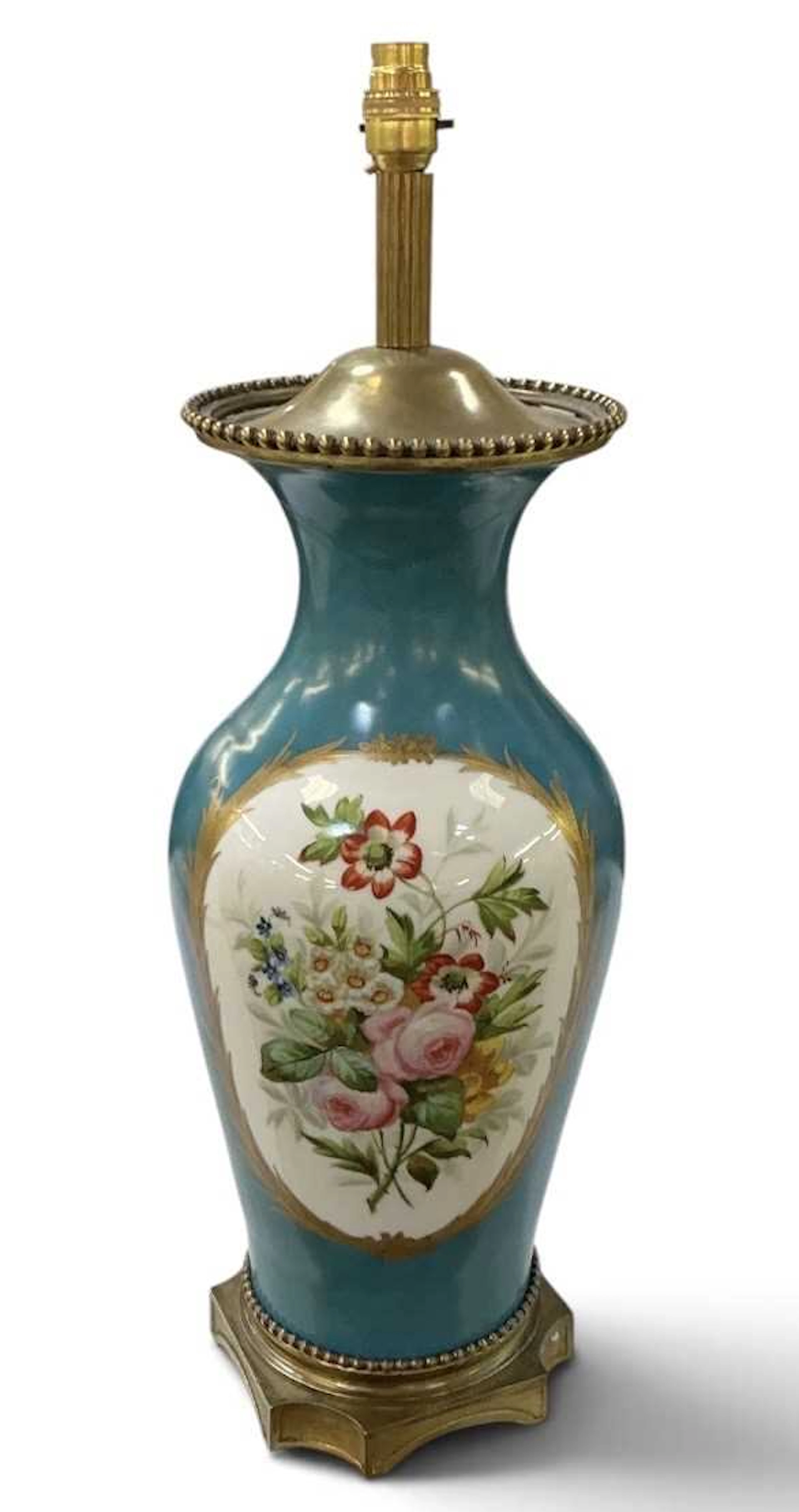 A late 19th/early 20th century Sèvres style blue ground...