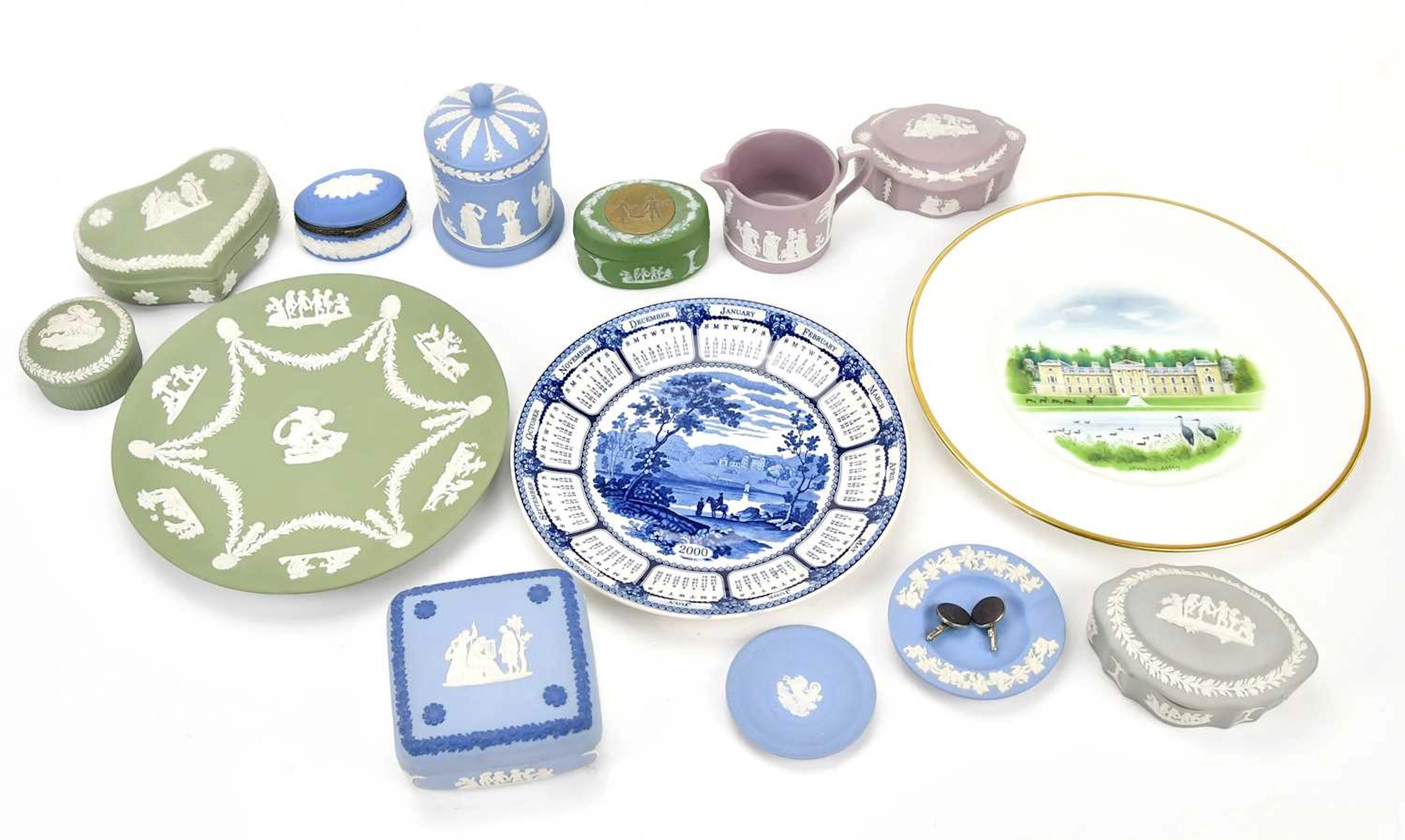 WEDGWOOD; a collection of jasperware comprising of seven trinket boxes