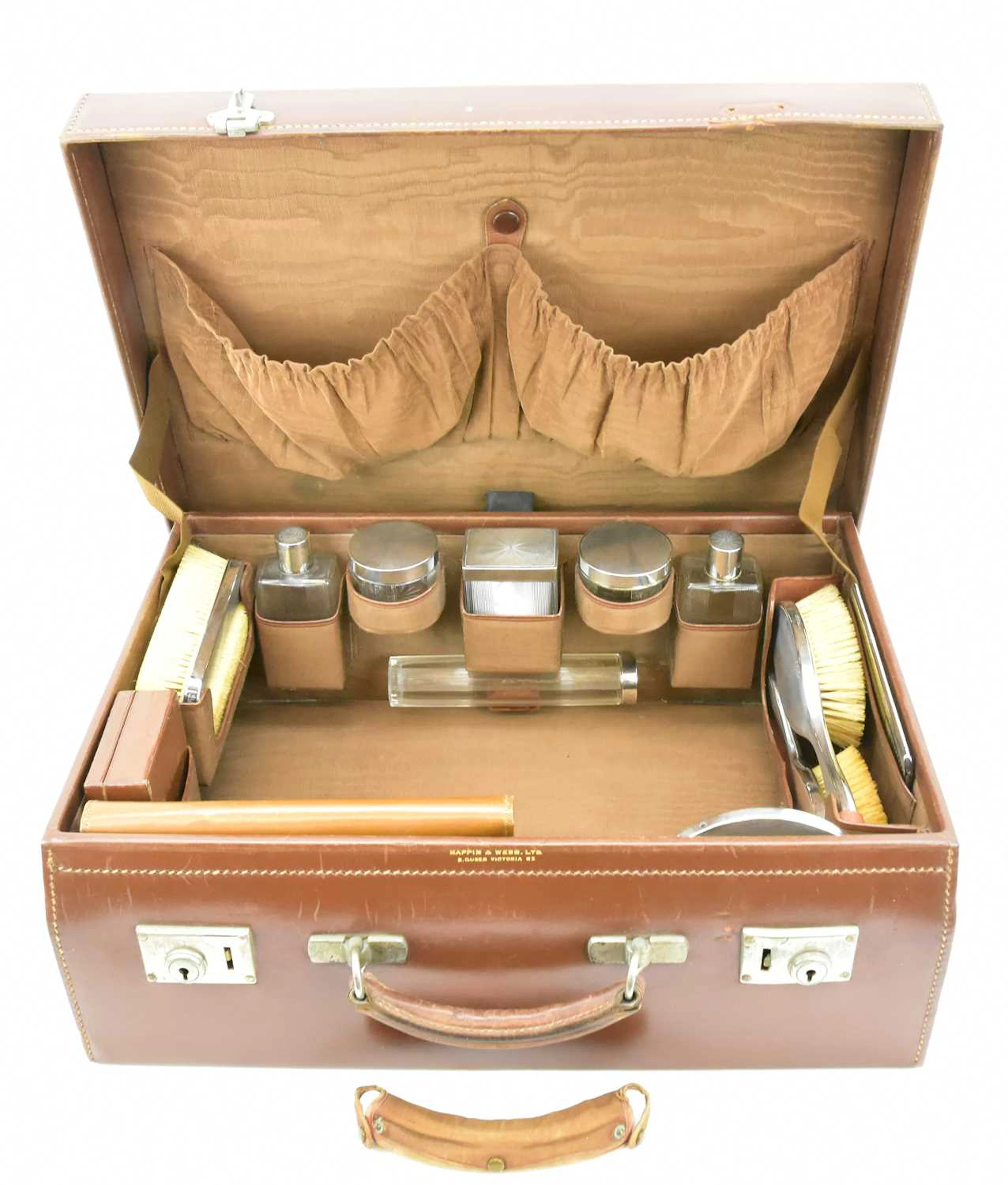 MAPPIN & WEBB LTD; a fine brown leather vanity case