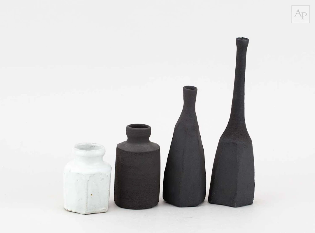 AKIKO HIRAI (born 1970); a group of four stoneware Morandi bottles