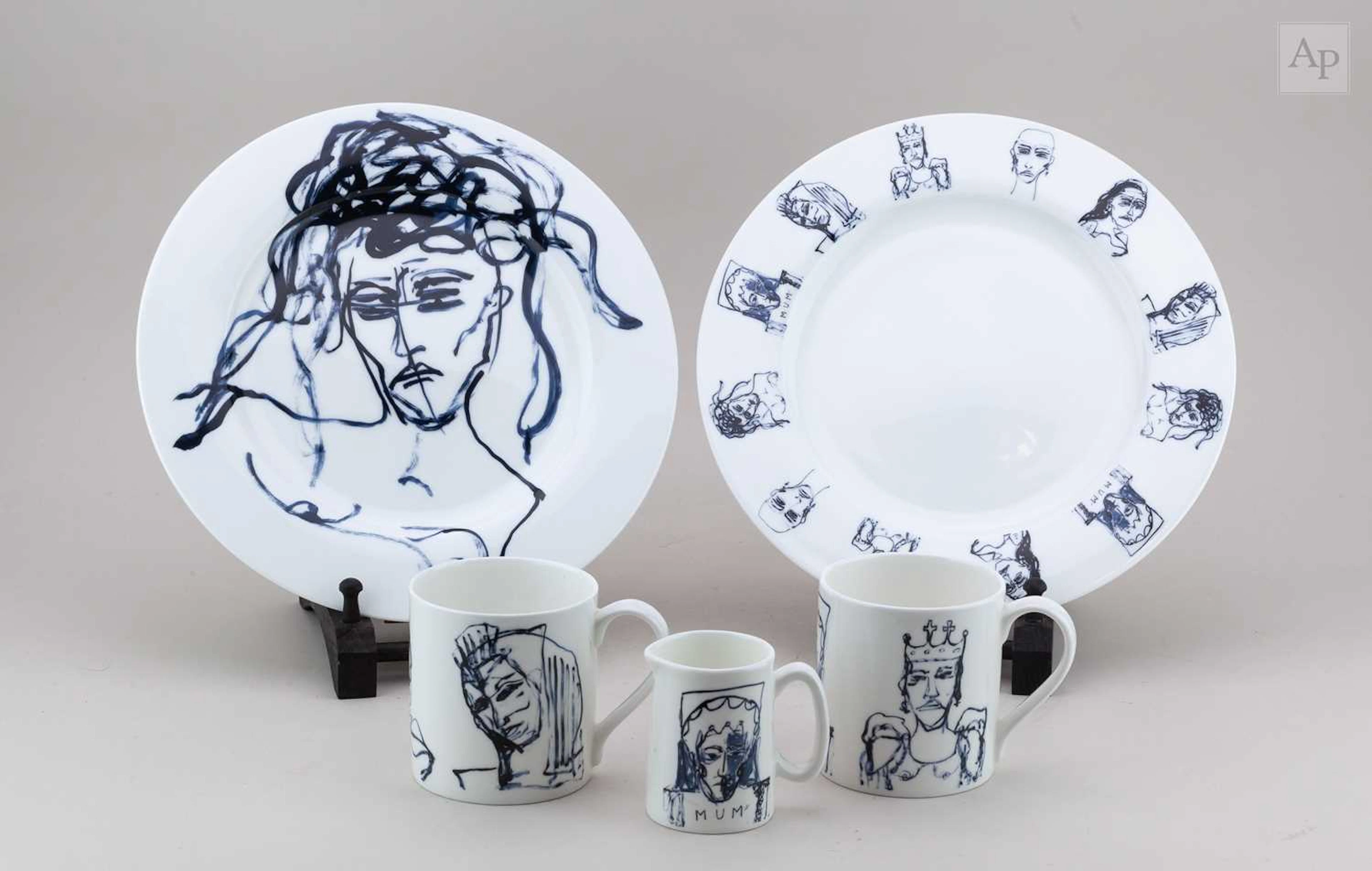 TRACEY EMIN (born 1963); a pair of bone china plates