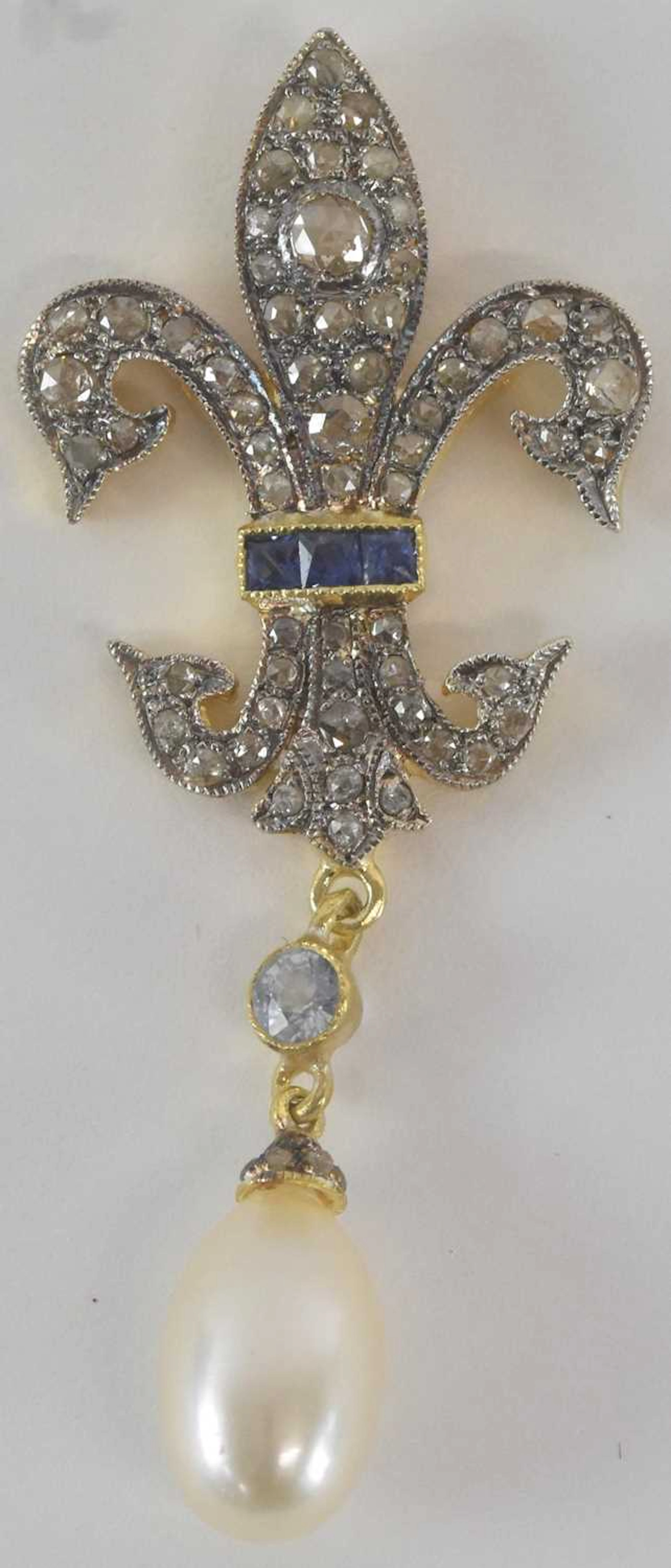 A 925 hallmarked silver gilt 'Fleur-de-Lis' diamond