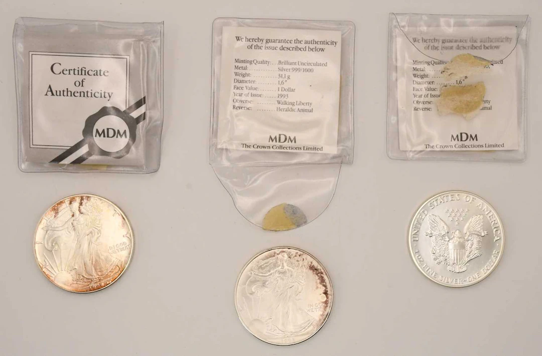 Three American Walking Liberty silver dollars