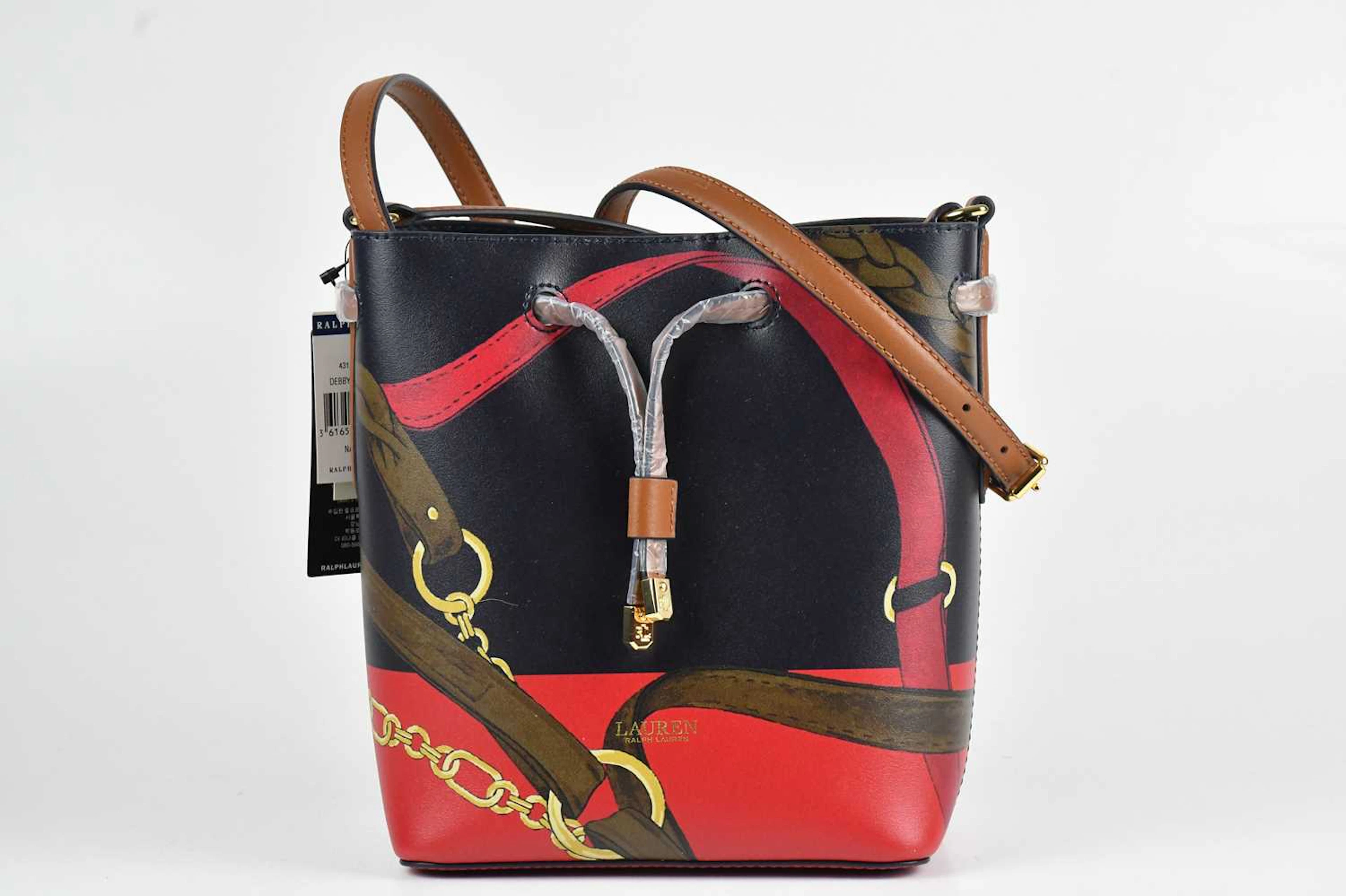 RALPH LAUREN; a navy and red leather Andie bucket bag...