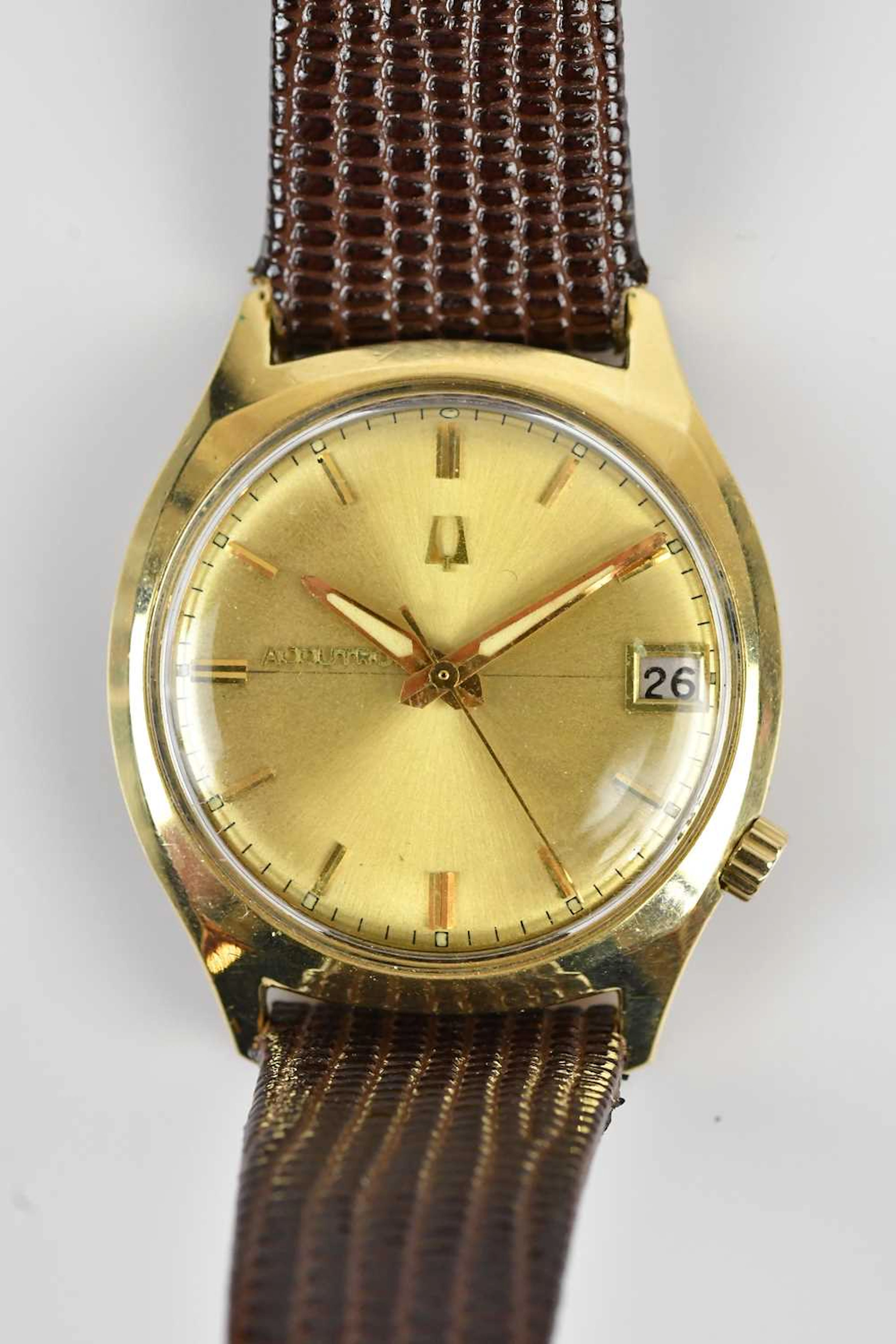 BULOVA; a 14K gold filled Accutron wristwatch