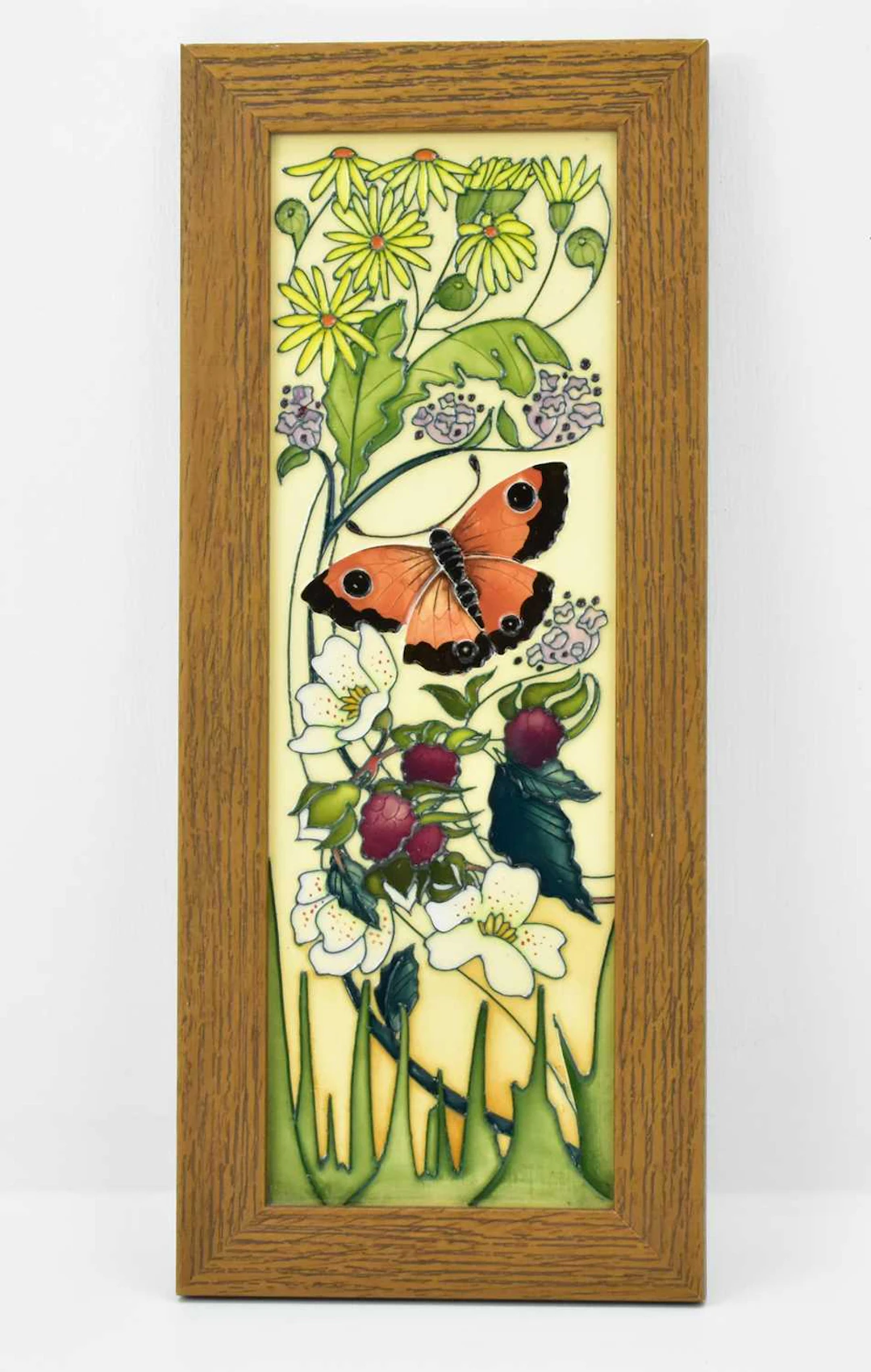 MOORCROFT; a 'Gatekeeper Butterfly' trial pattern plaque