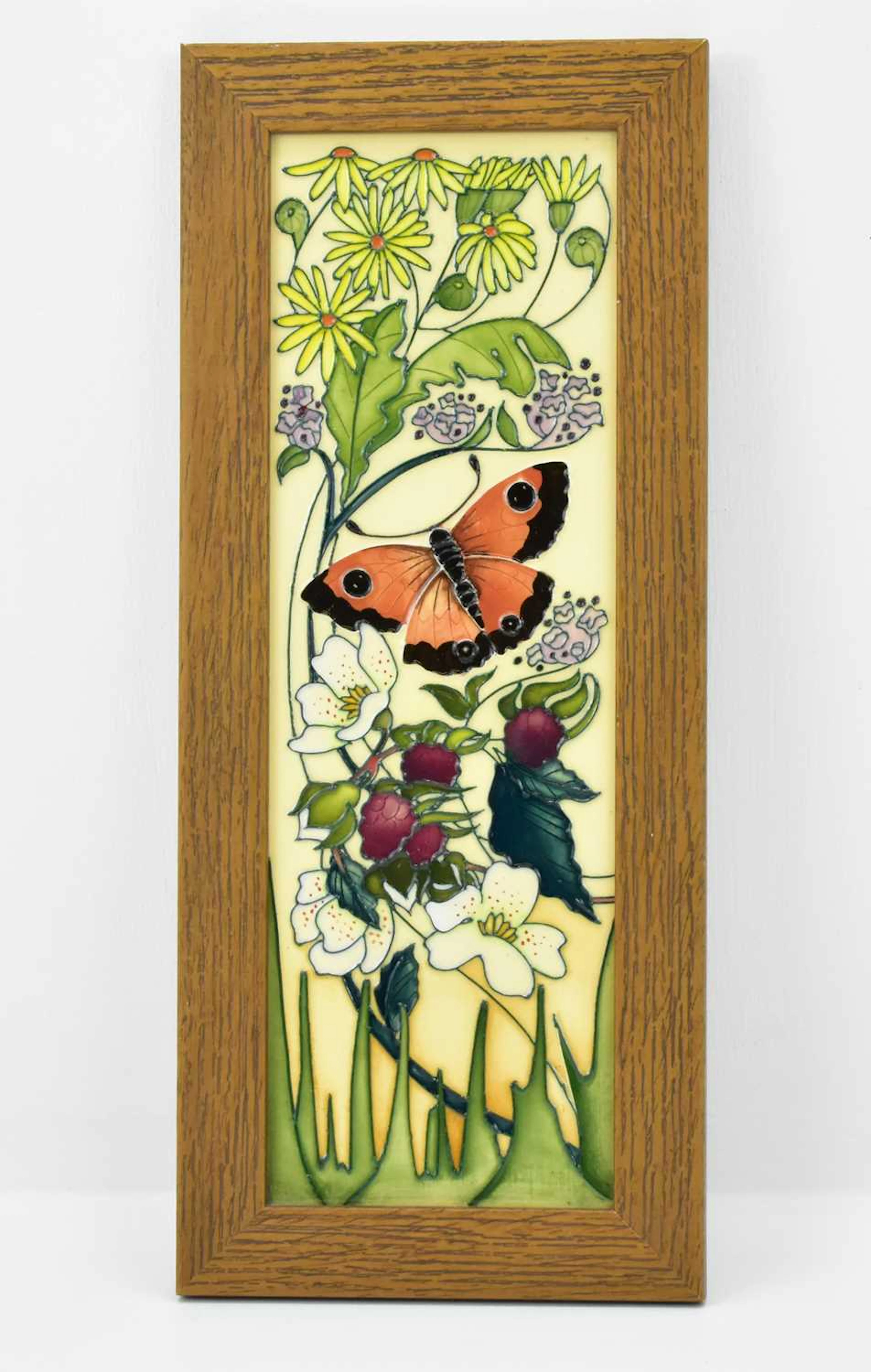 MOORCROFT; a 'Gatekeeper Butterfly' trial pattern plaque