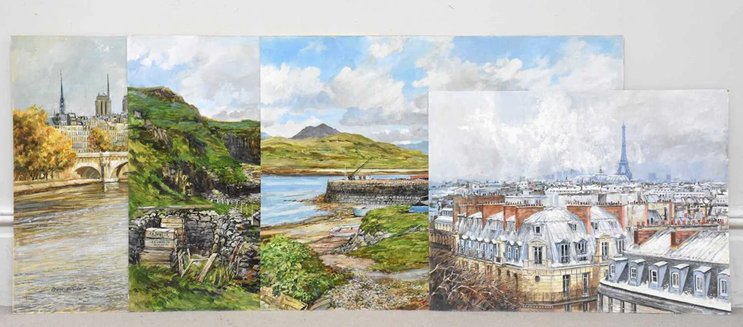 EDGAR HODGES (1928-2025); four oils on board including...