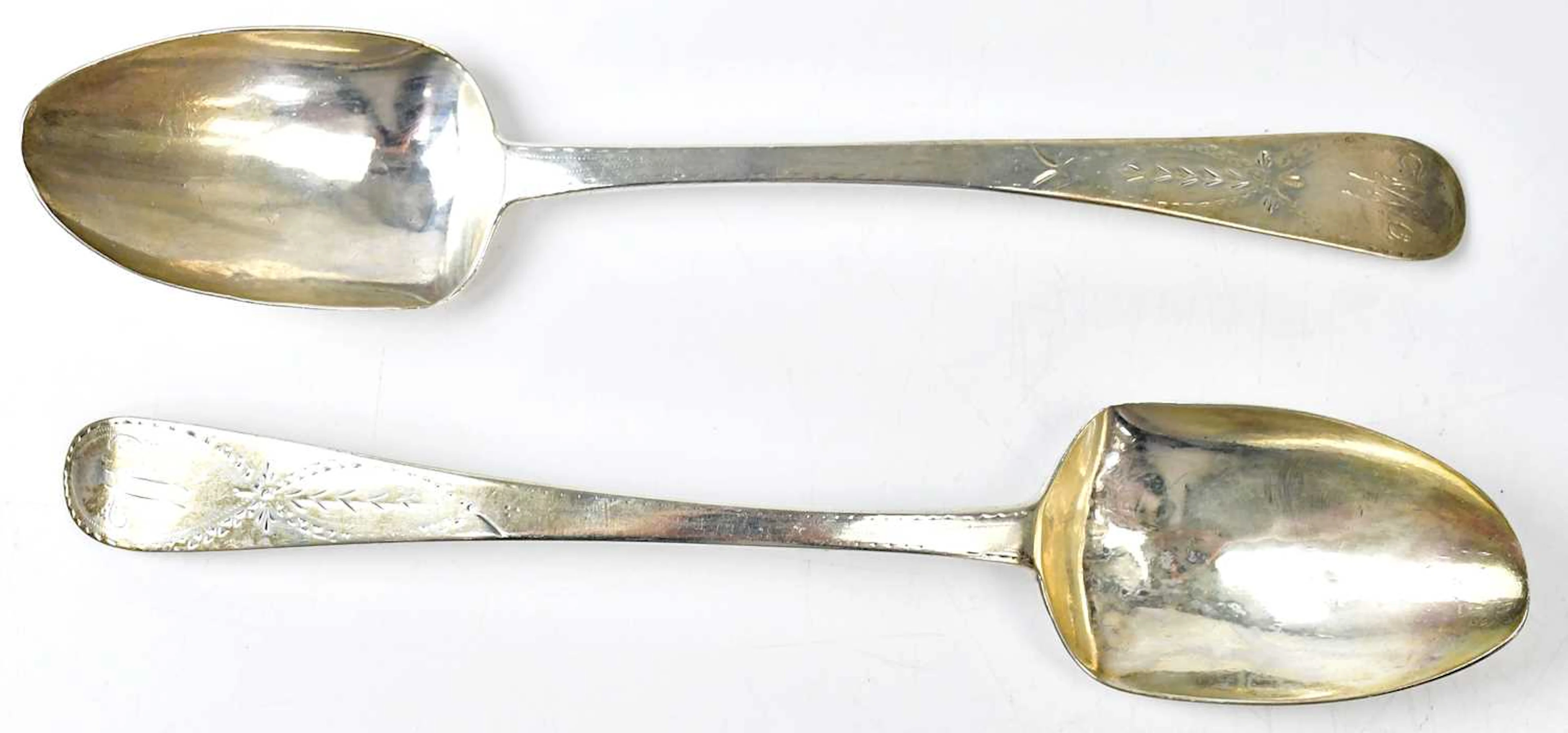 PETER & ANN BATEMAN; a pair of George III hallmarked silver serving spoons