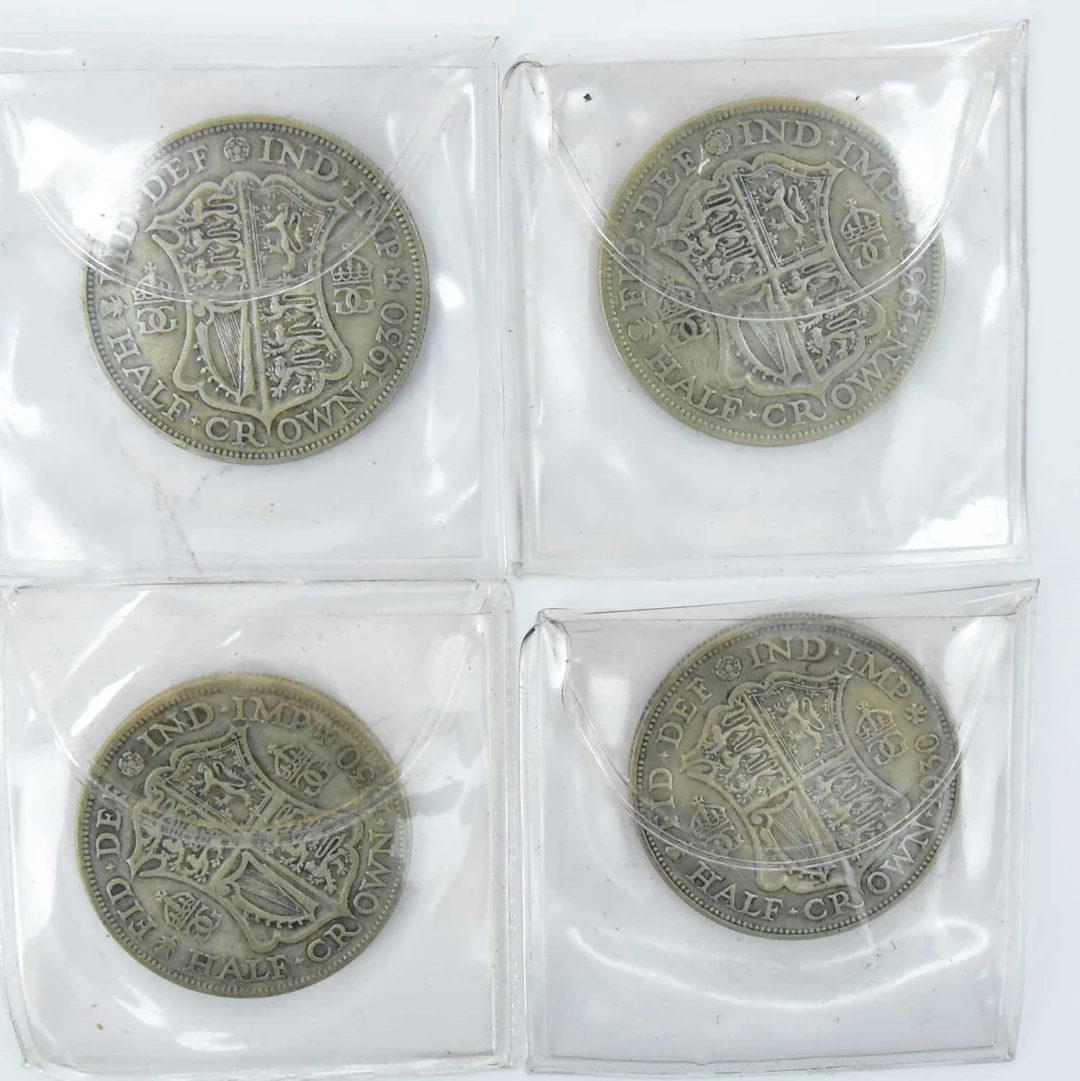 Four George V 1930 half crowns (4)