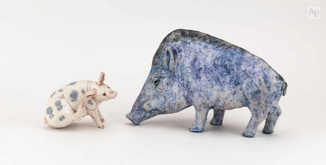 ANNIE PARKER SMITH; an earthenware sculpture of a sow