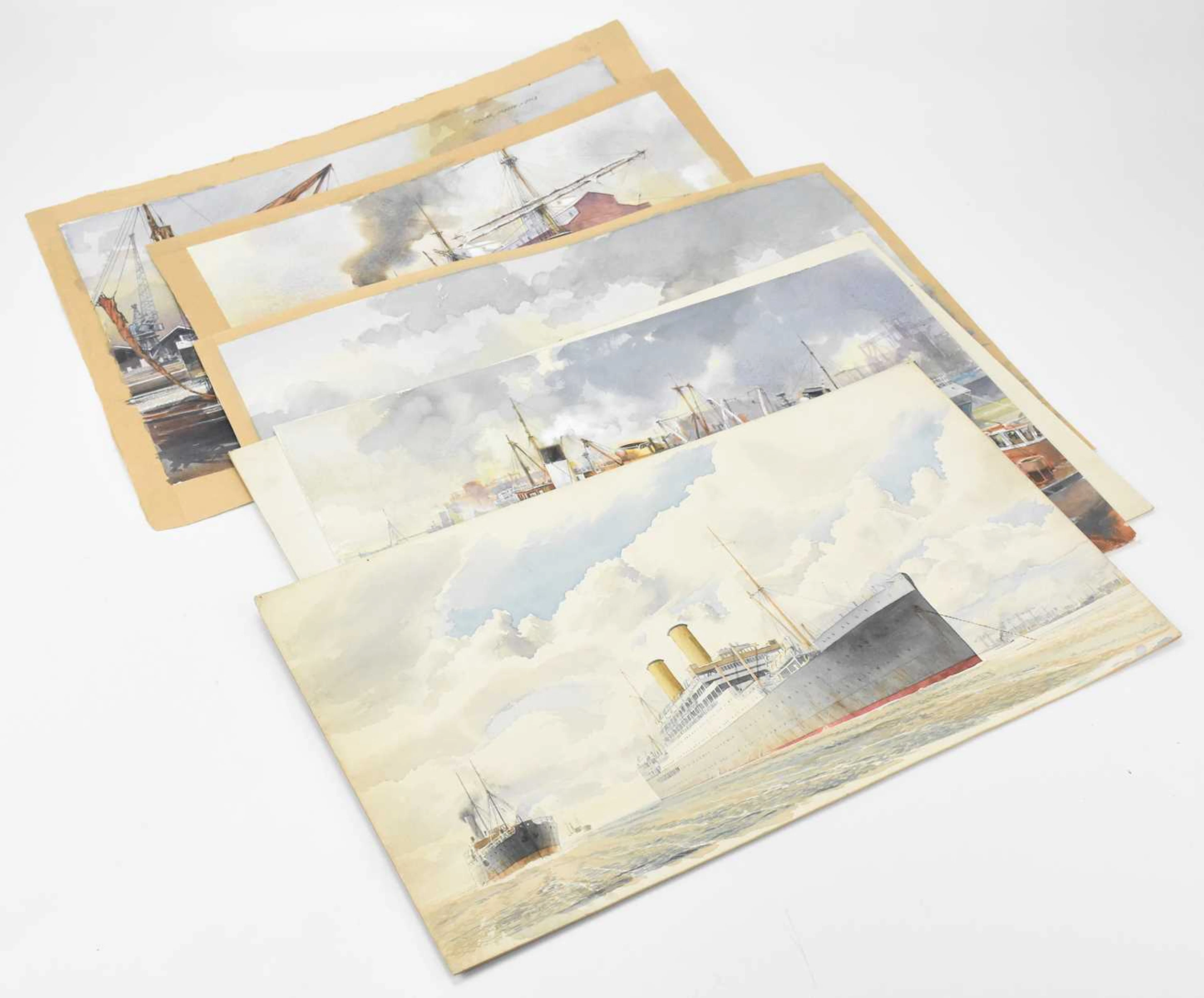 EDGAR HODGES (1928-2025); five watercolours
