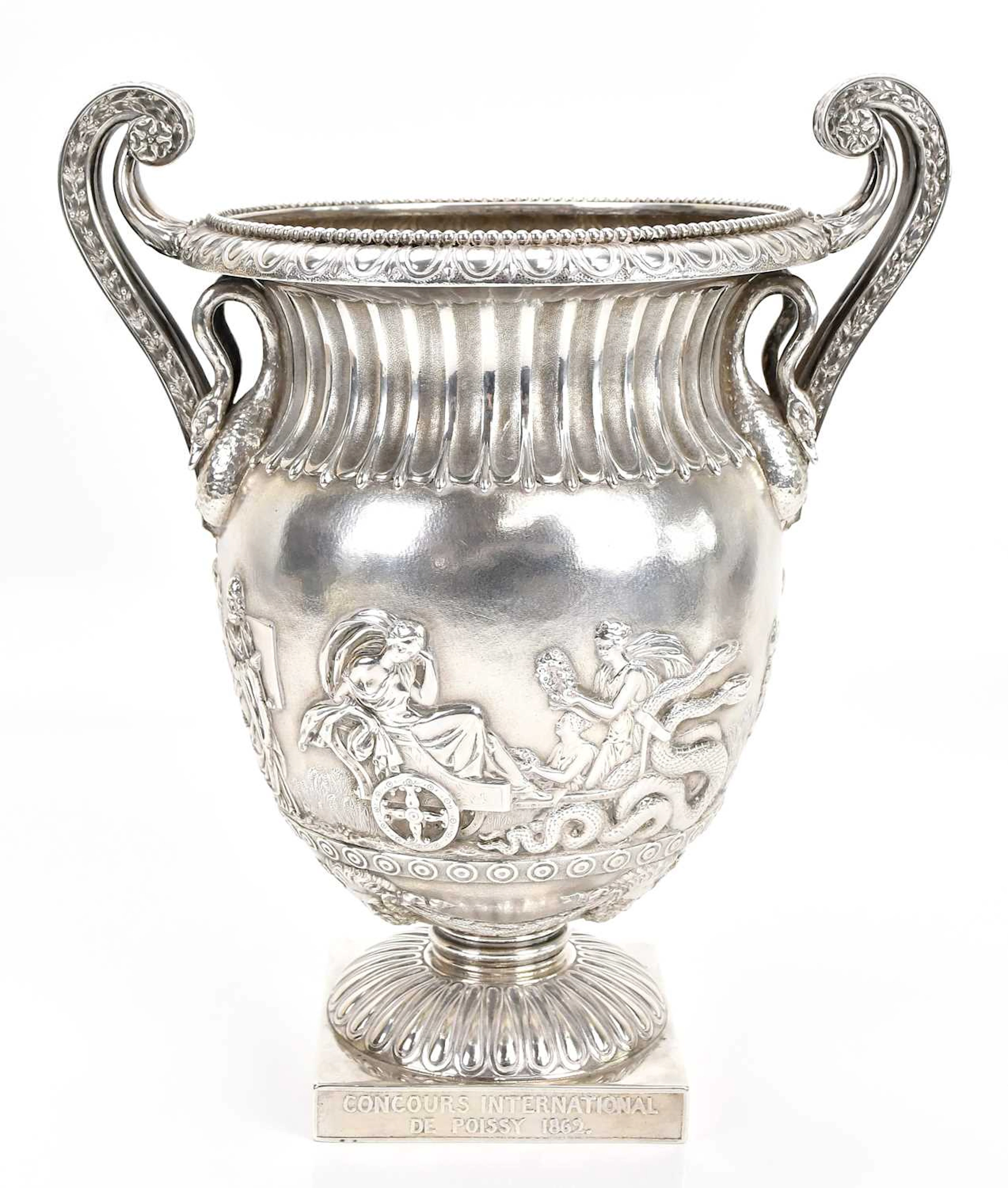JOHN SAMUEL HUNT; a fine heavy gauge Victorian twin handled pedestal wine cooler