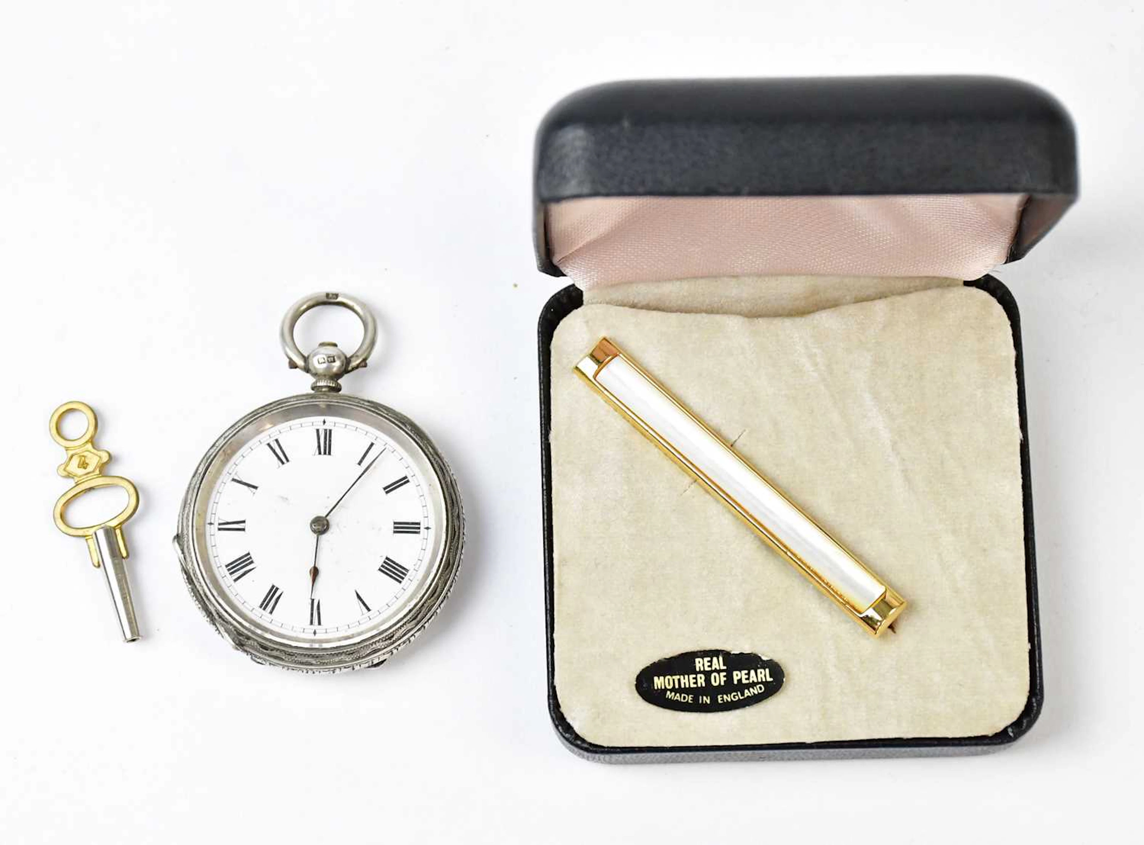 A Victorian hallmarked silver open face key wind fob watch