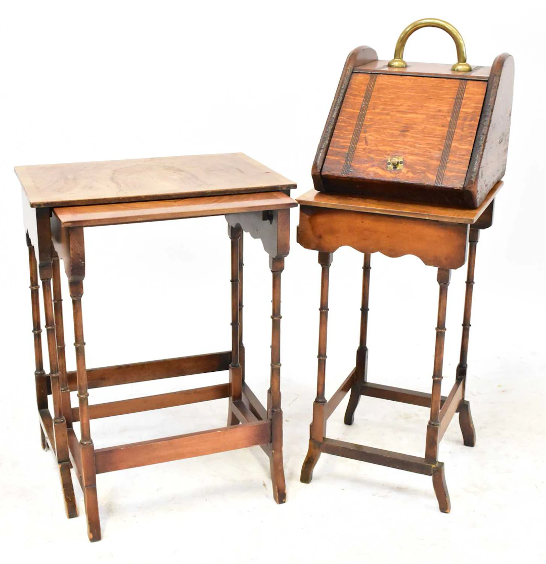 A walnut nest of three tables
