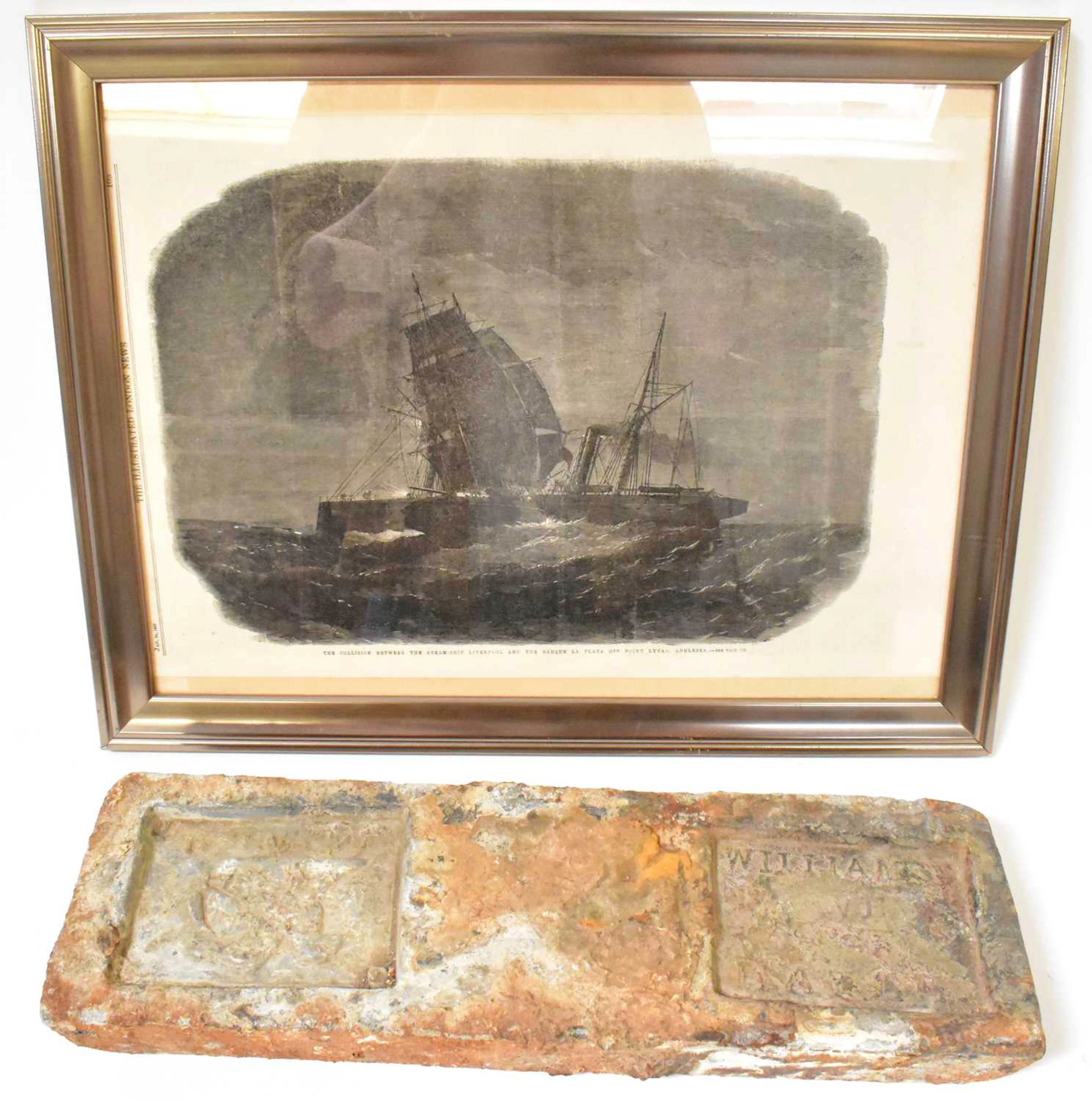 MARITIME INTEREST; a 19th century cast tin ingot...
