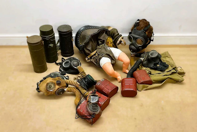 A quantity of WWII era respirators and gas masks