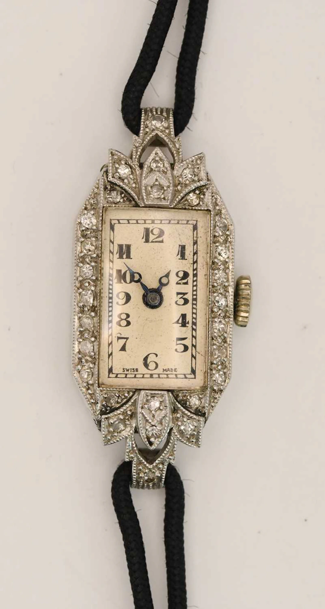 VERTEX; an 1920s/30s Art Deco platinum cased diamond set...