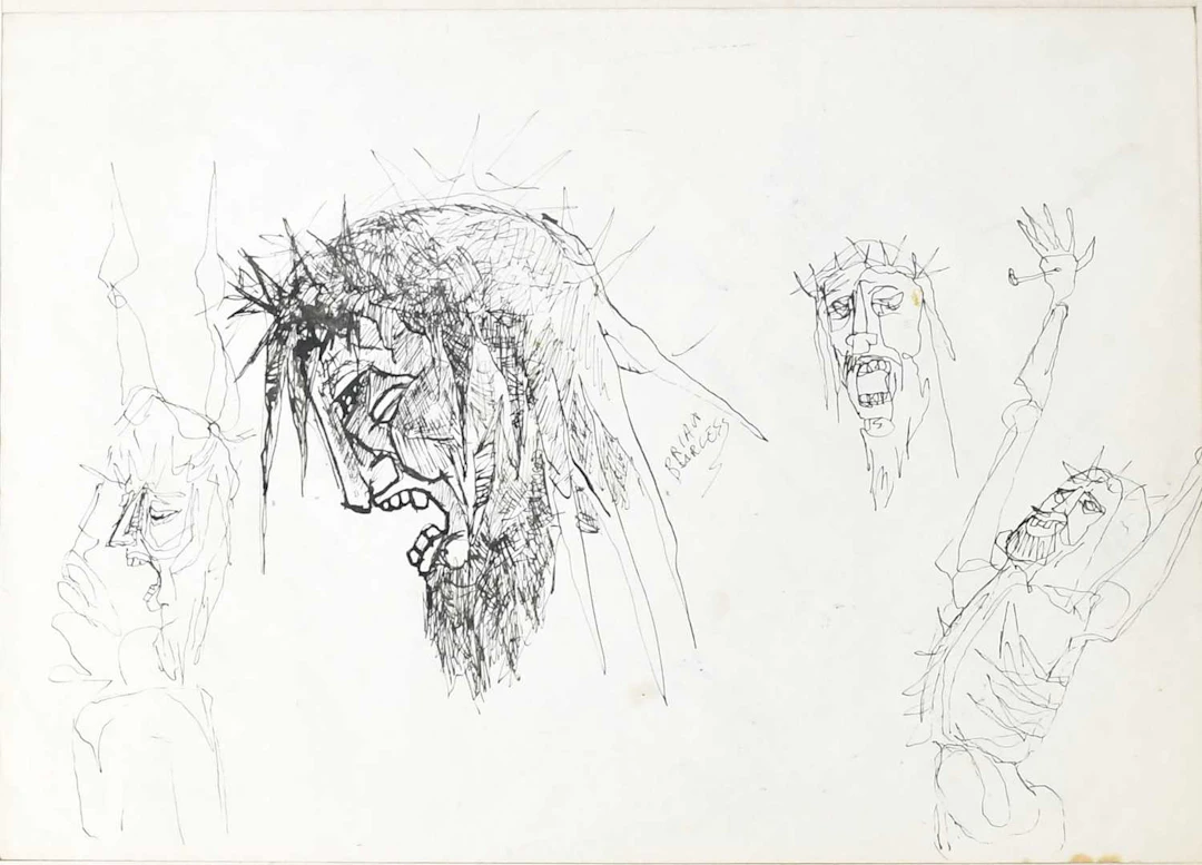 BRIAN BURGESS (1935-2022); ink sketch on paper