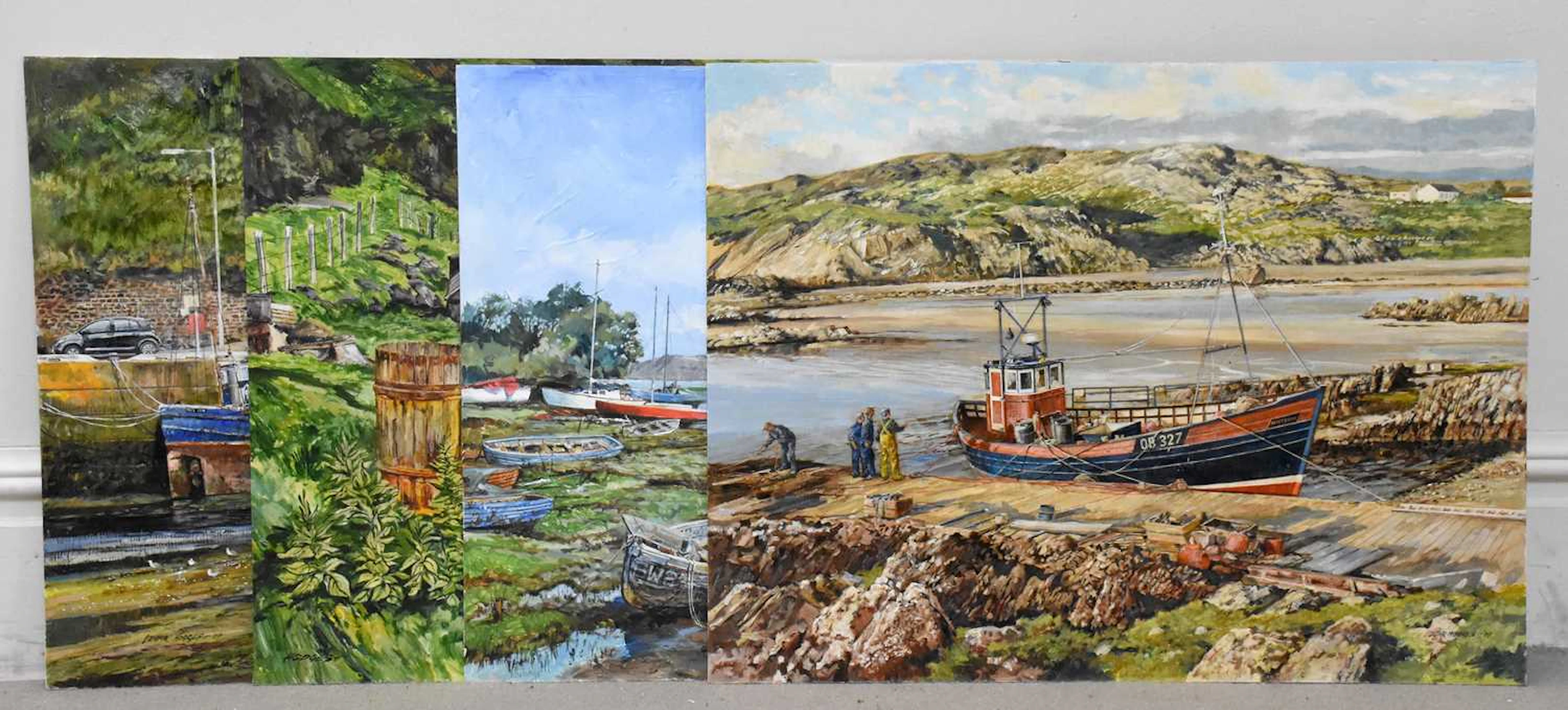 EDGAR HODGES (1928-2025); four oils on board including an...
