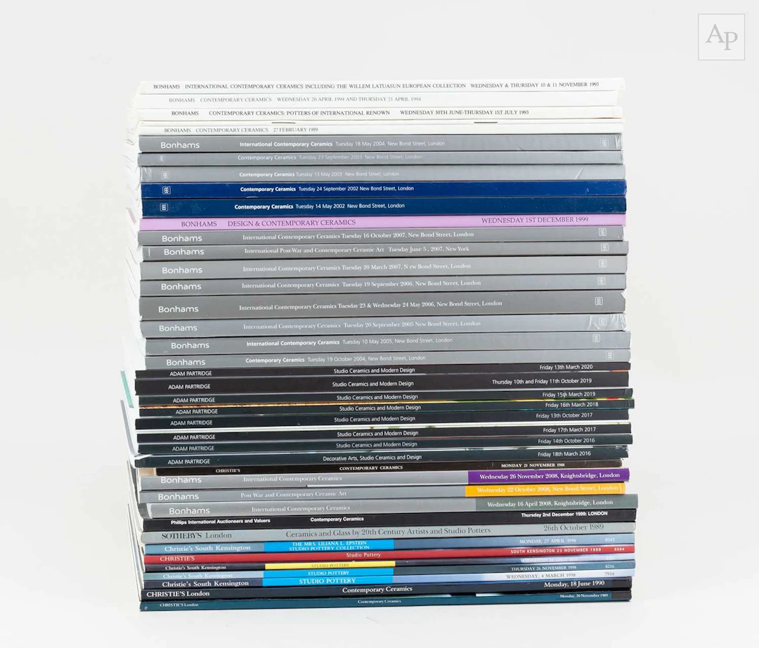 A collection of auction catalogues on studio ceramics including Sotheby's