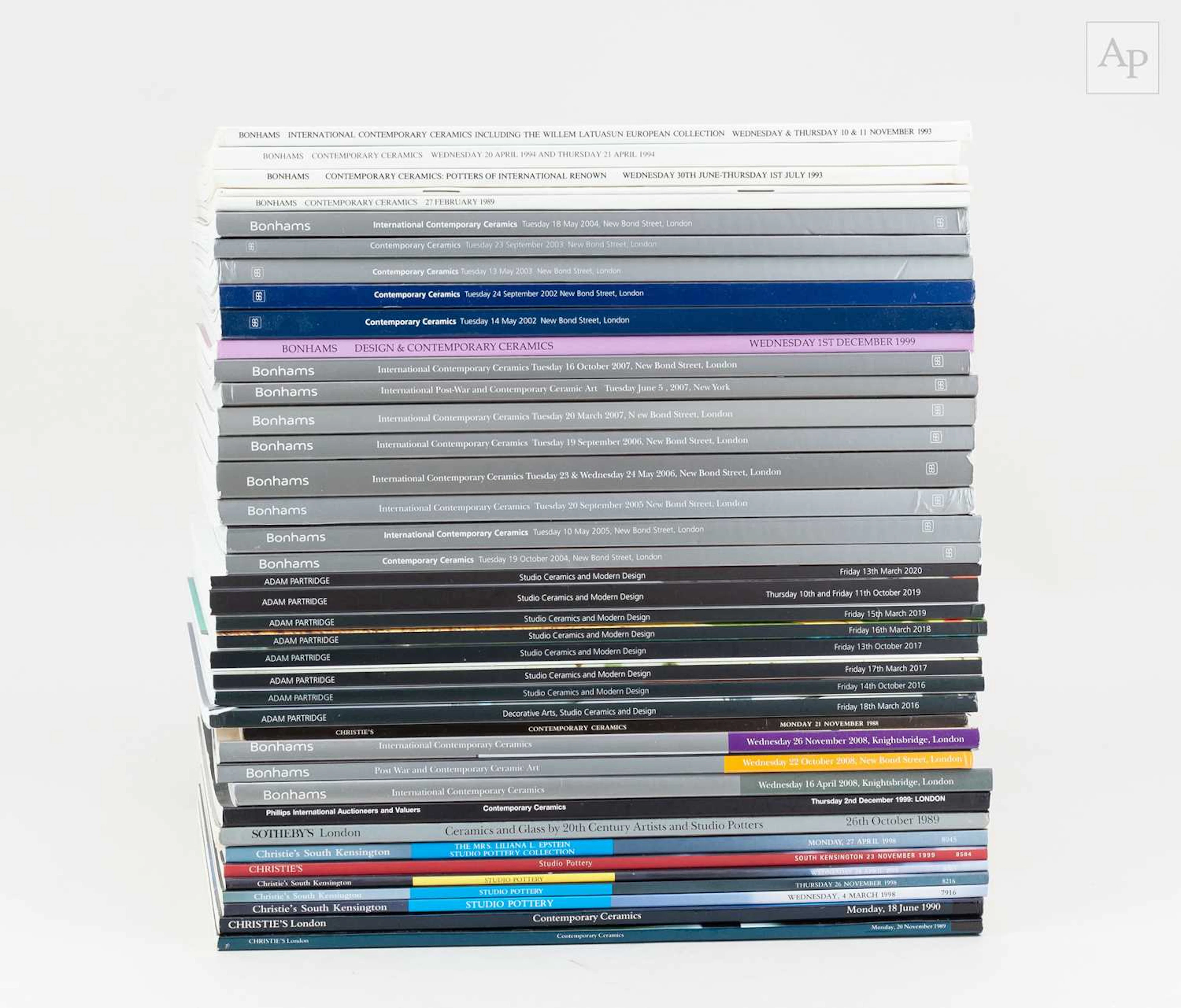 A collection of auction catalogues on studio ceramics including Sotheby's