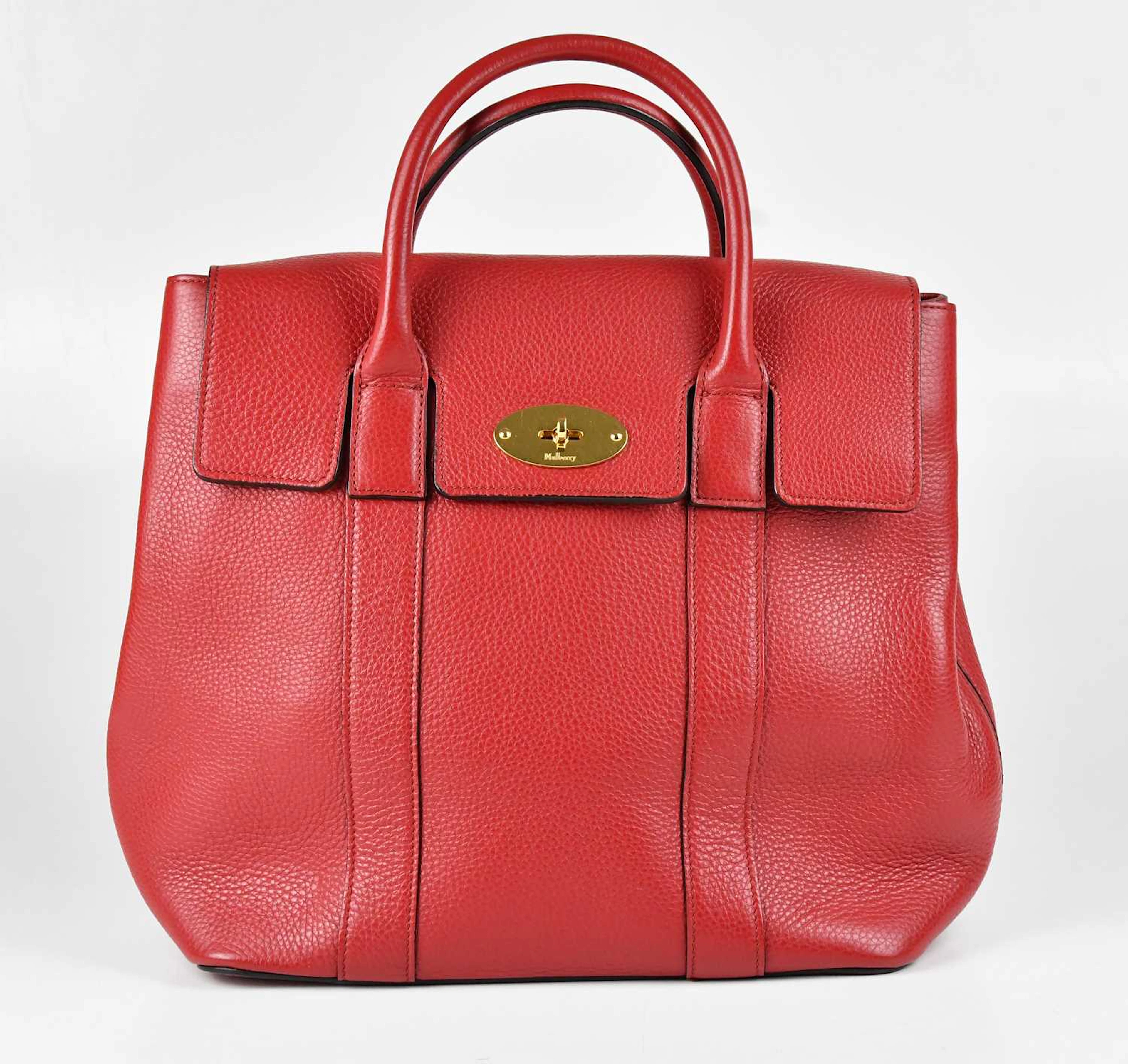 MULBERRY; a scarlet red grained leather Bayswater backpack