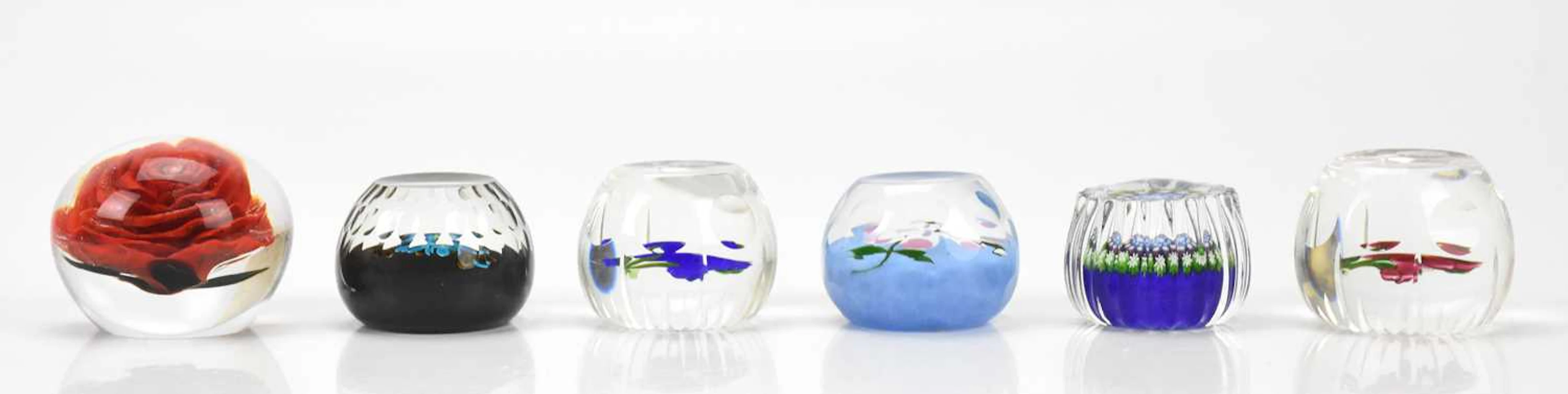 PERTHSHIRE; five small glass paperweights