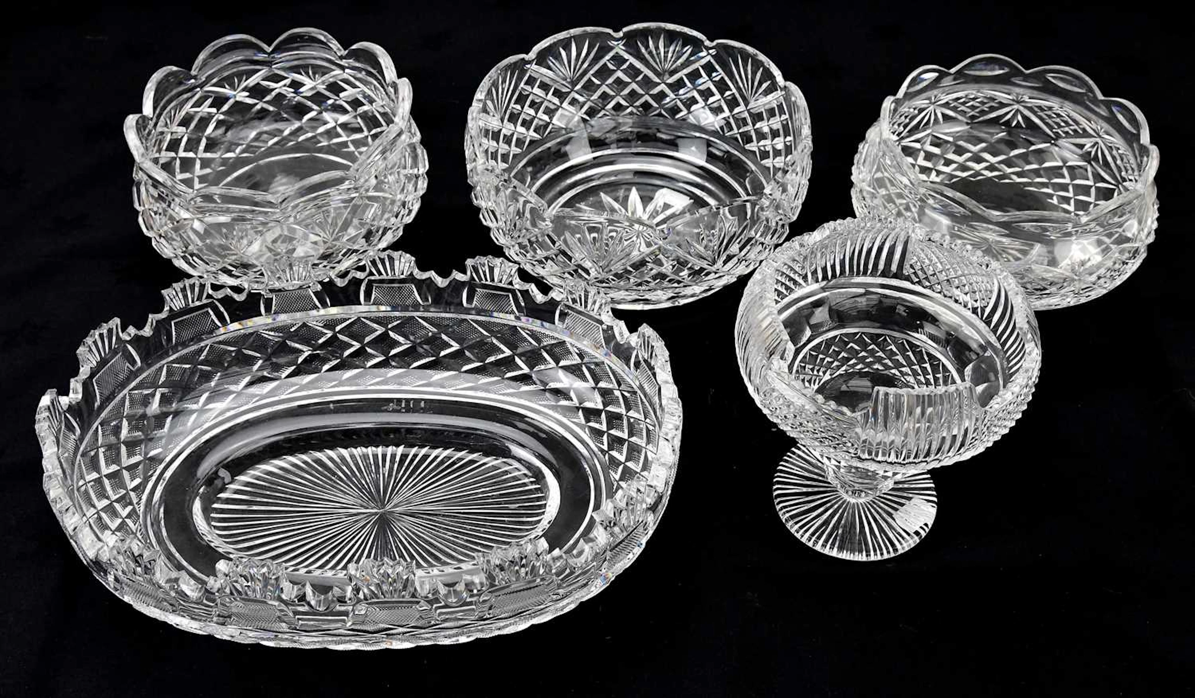 WATERFORD; a large oval cut glass bowl