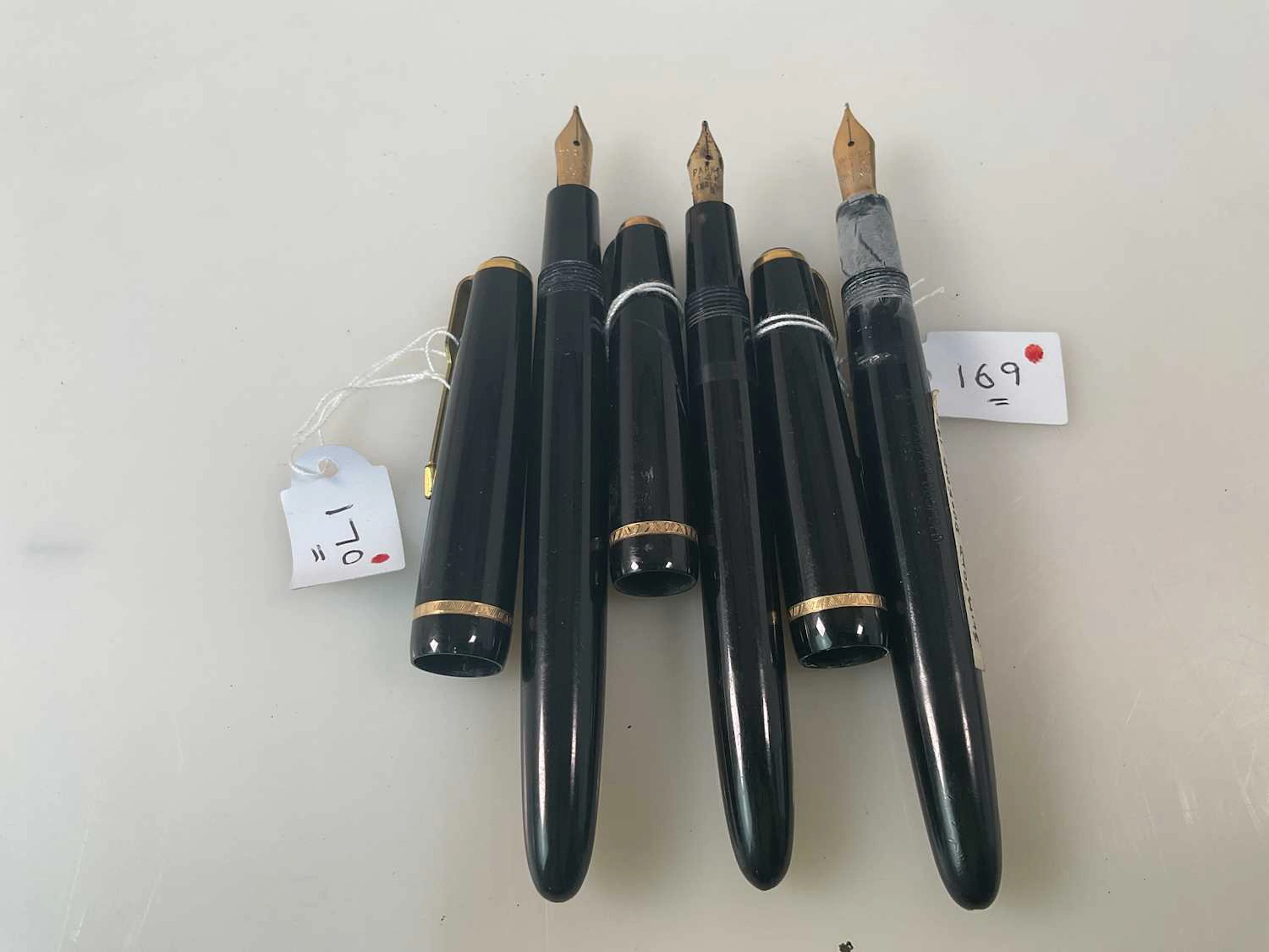 PARKER; a collection of three fountain pens to include a Slimfold Duofold model