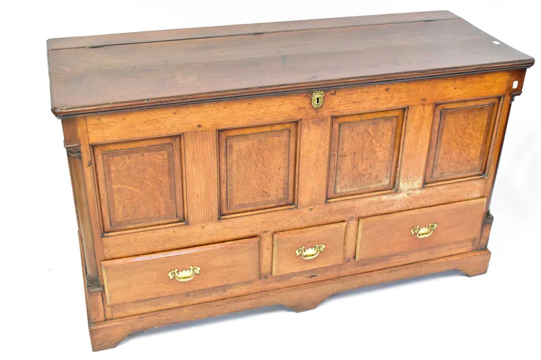 A George III oak mule chest