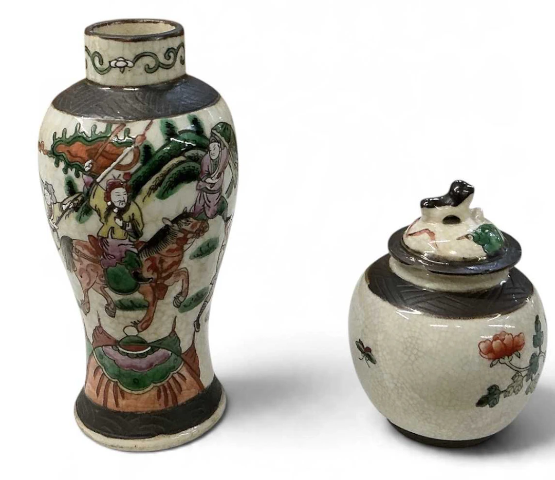 An early 20th century Chinese crackle glazed baluster...