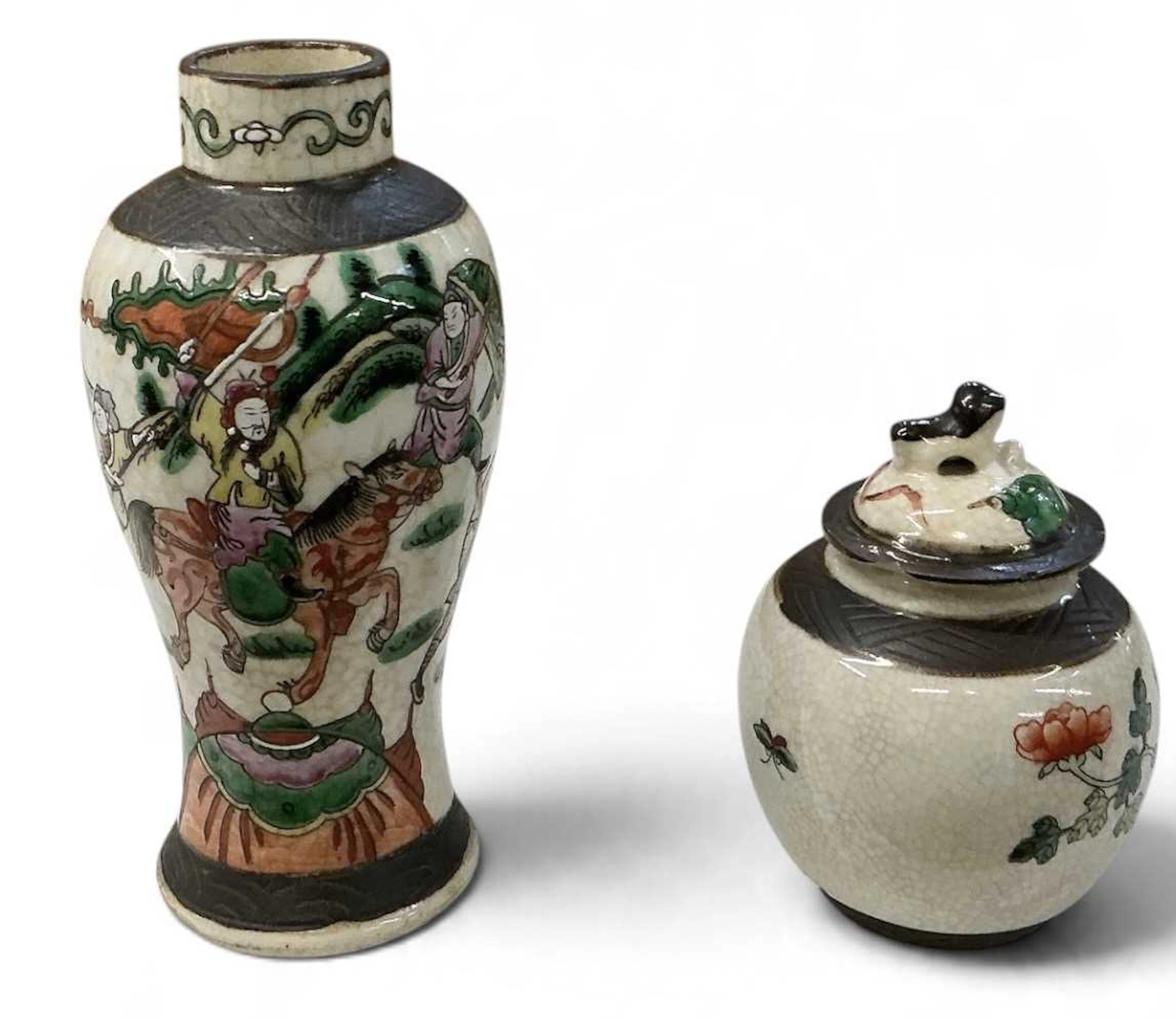 An early 20th century Chinese crackle glazed baluster...