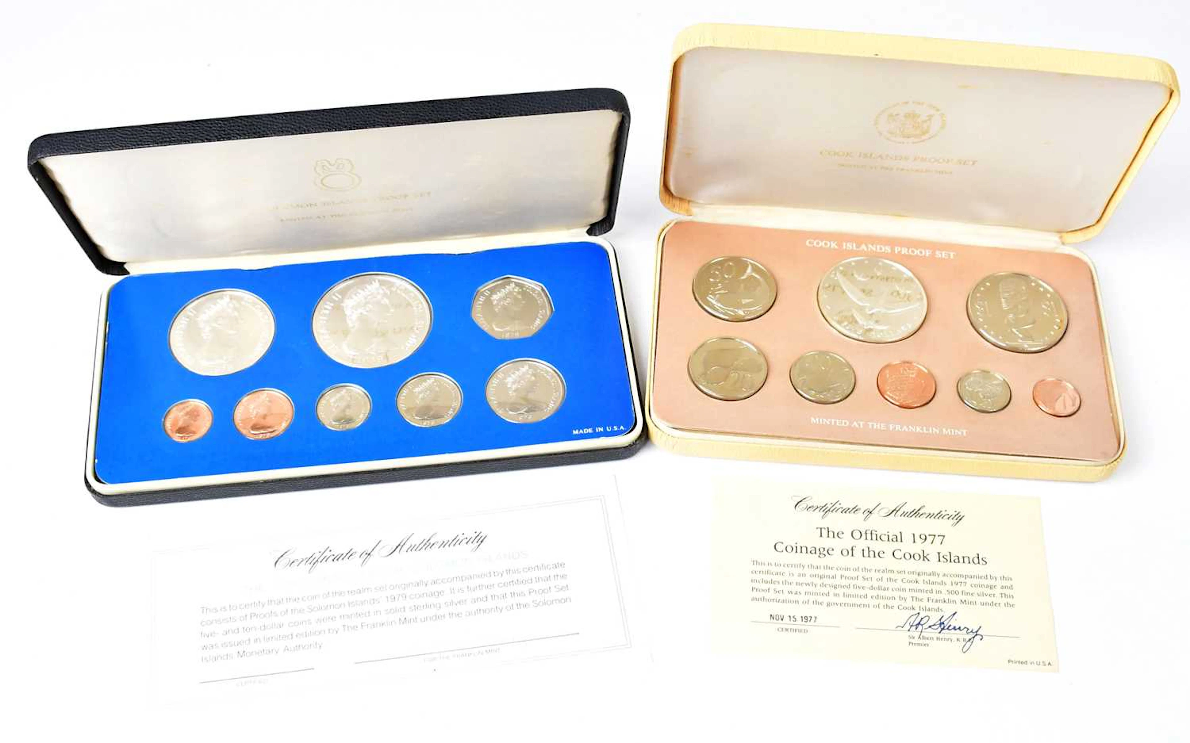 FRANKLIN MINT; a cased 'Cook Islands Proof Set' 1977