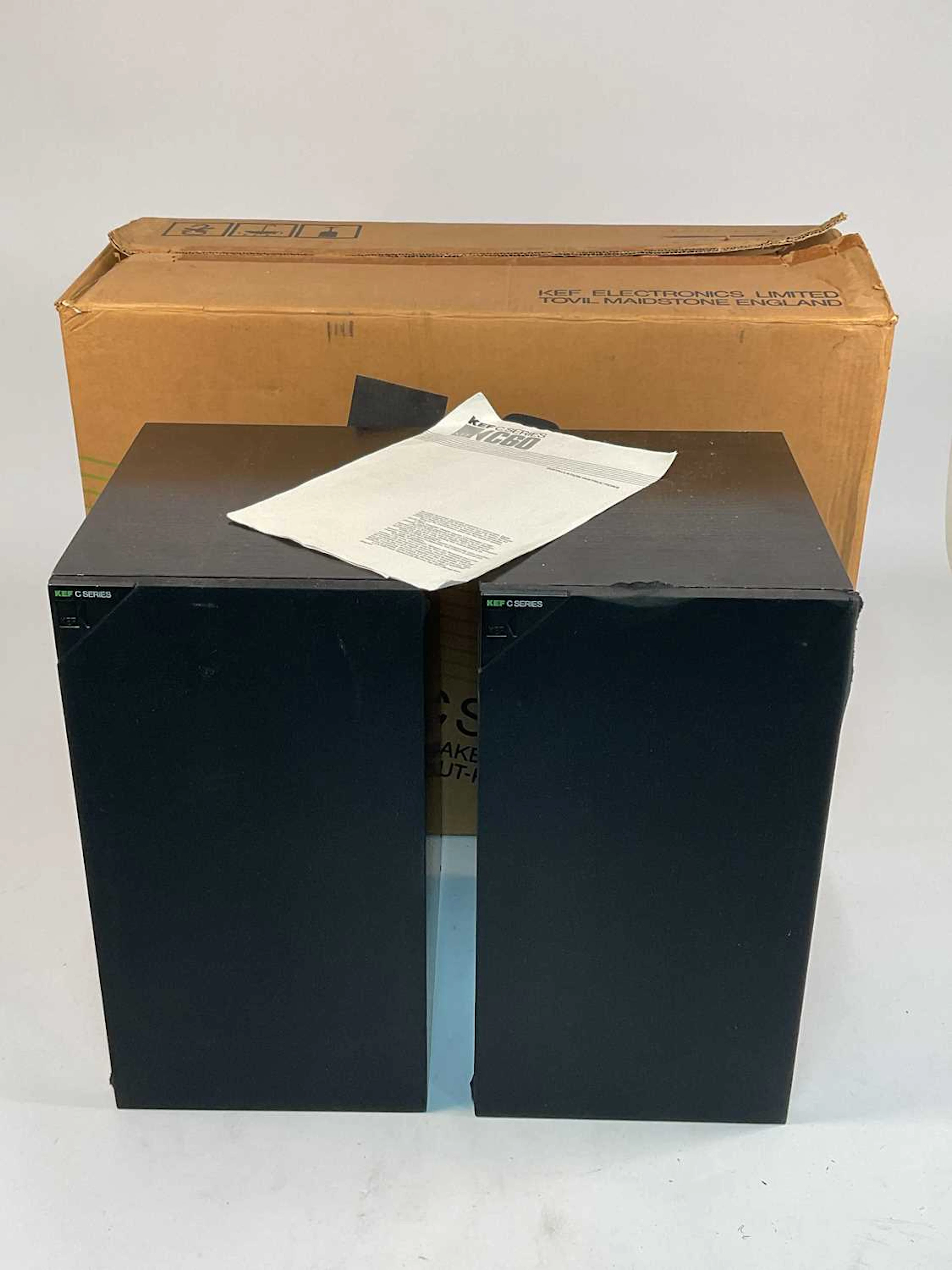 KEF; a pair of C SERIES C60 speakers with box and instructions